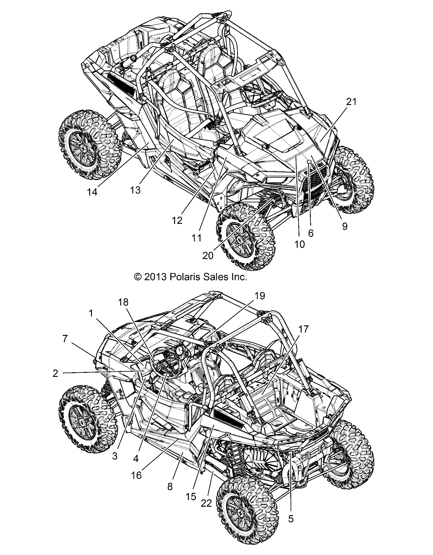 CARROSSERIE AUTOCOLLANTS POUR RZR XP 1000 2014