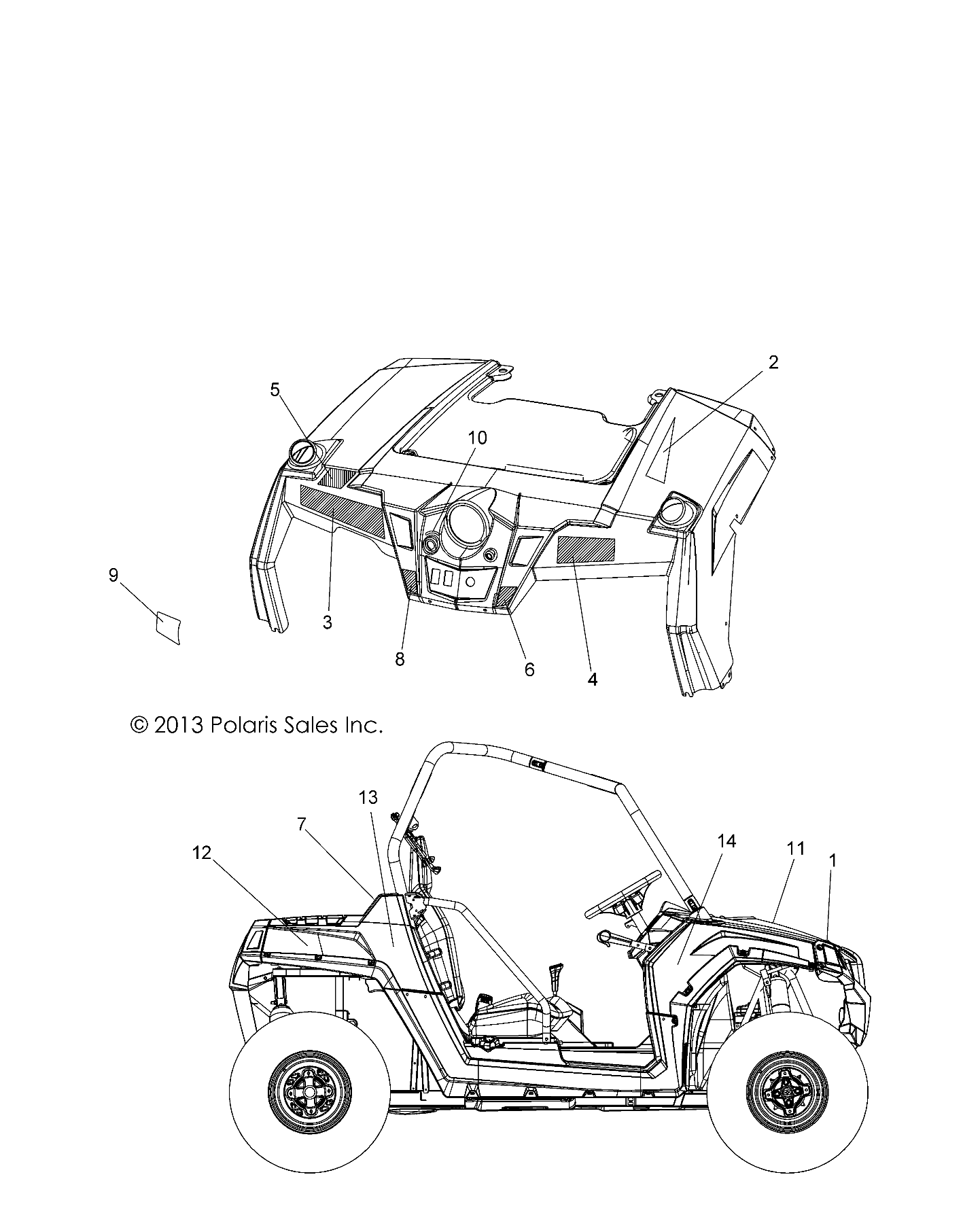 CARROSSERIE AUTOCOLLANTS POUR RZR S 800 EFIISRAEL 2014
