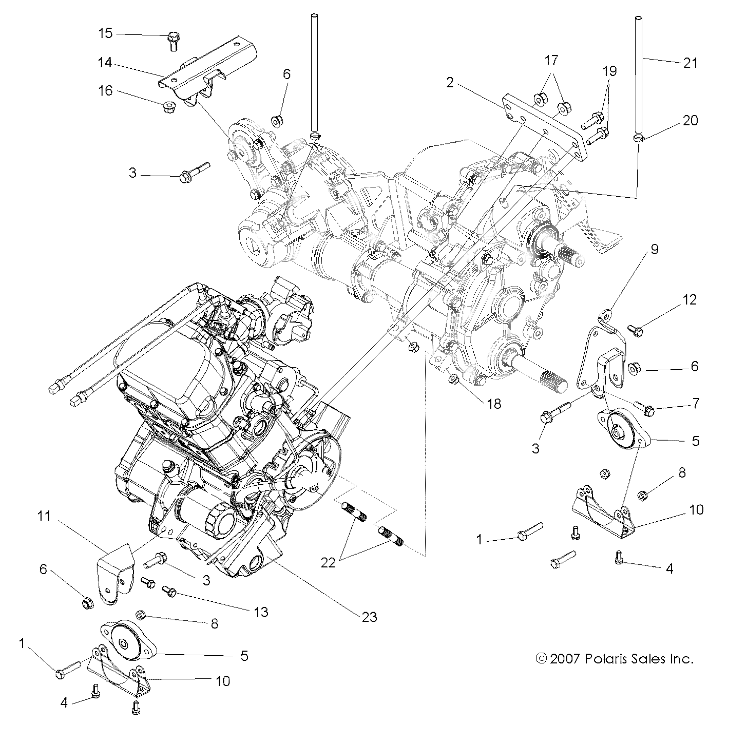 MOTEUR MONTAGE TRANSMISSION POUR RZR S 800 EFI INTL 2009