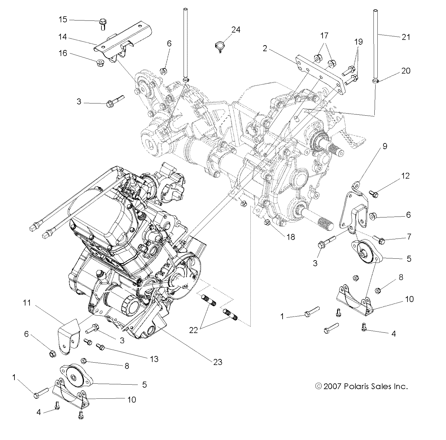MOTEUR MONTAGE TRANSMISSION POUR RZR 4 800 2014