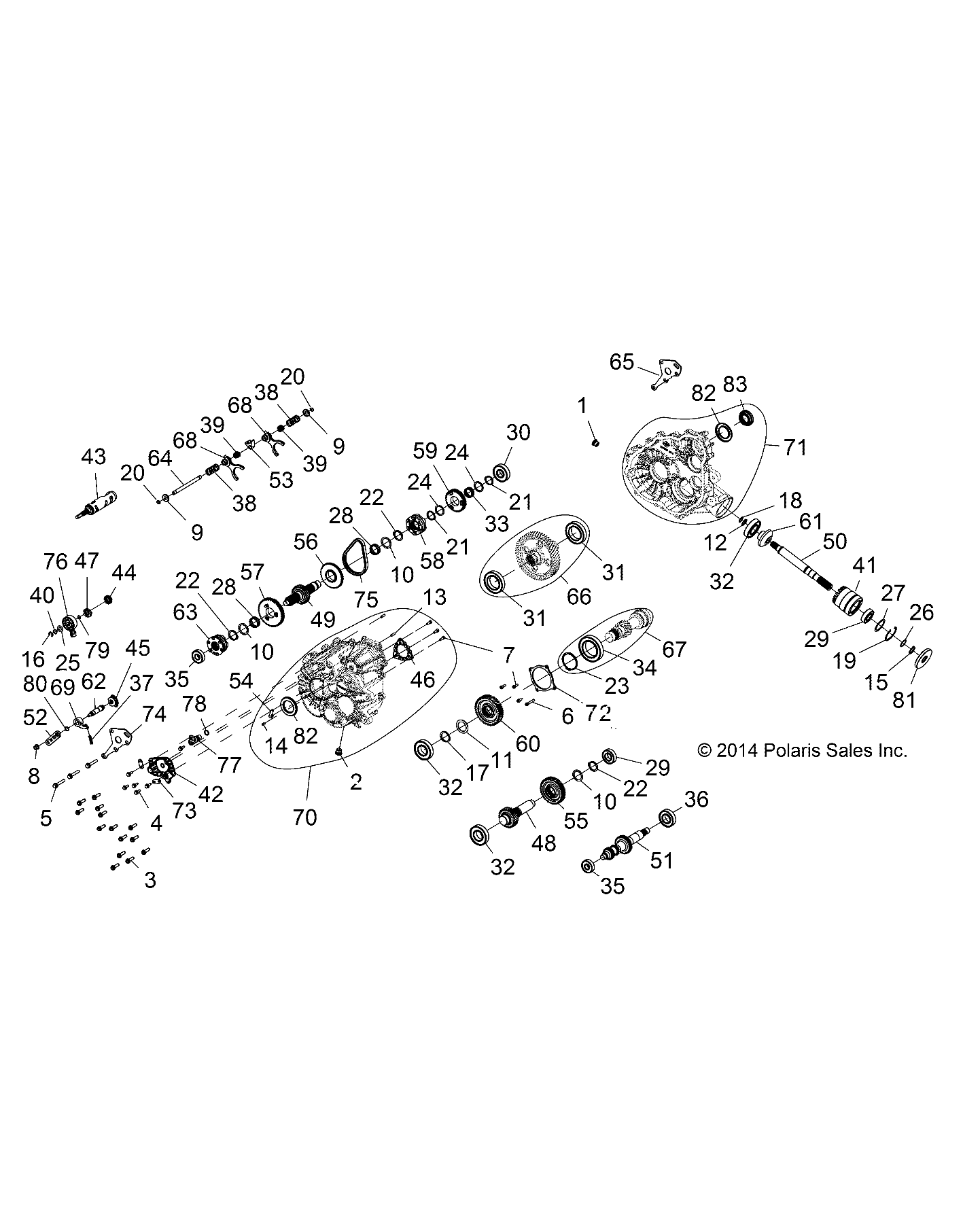 TRANSMISSION INTERIEUR BOITE PRINCIPALE POUR RZR XP 1000 2015