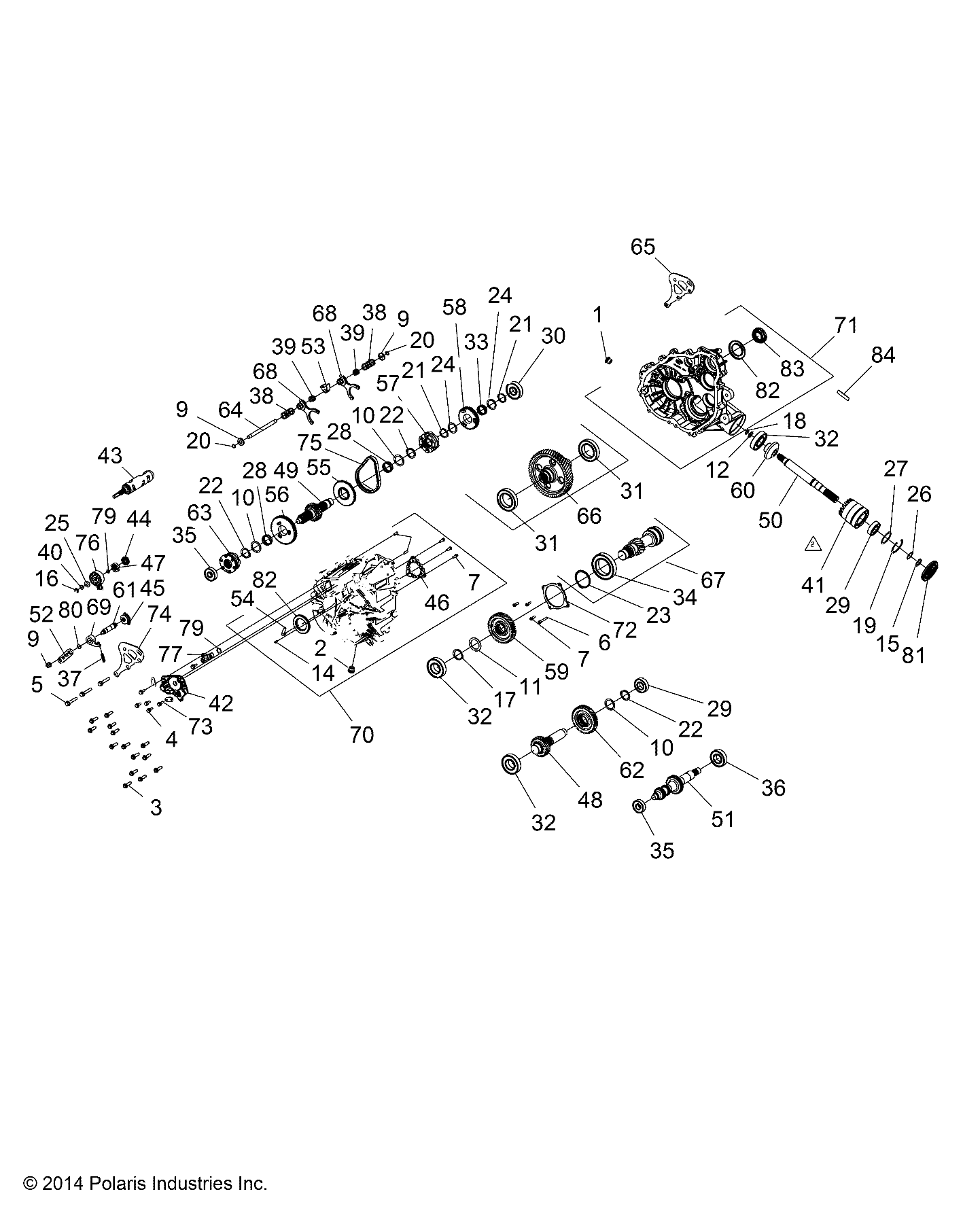 TRANSMISSION INTERIEUR BOITE PRINCIPALE POUR RZR XP 4 1000 2015