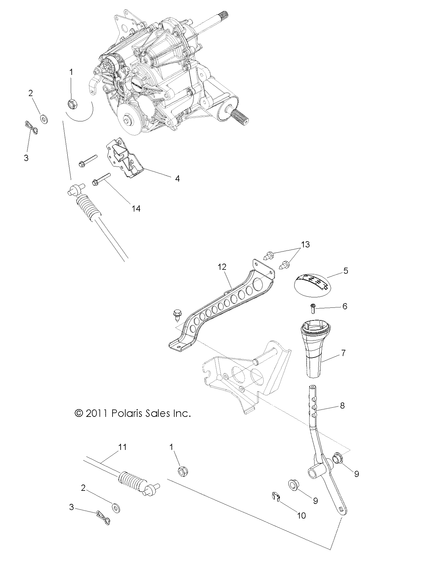 TRANSMISSION SELECTEUR DE VITESSES POUR RZR 570 EFI INTL 2012