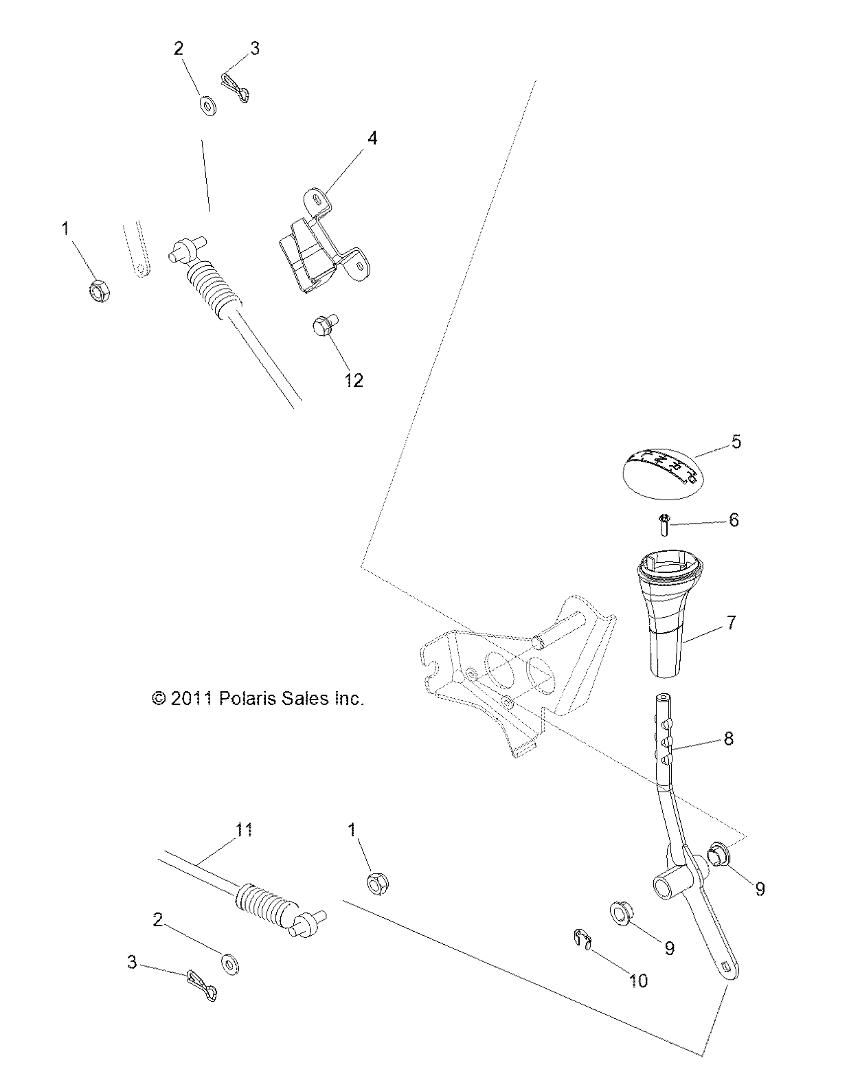 TRANSMISSION SELECTEUR DE VITESSES POUR RZR 4 XP 900 2012