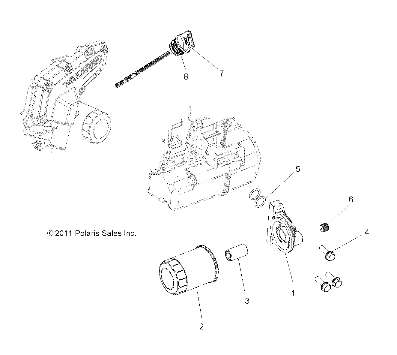 MOTEUR FILTRE A HUILE ET DIPSTICK POUR RZR 570 EFI 2012