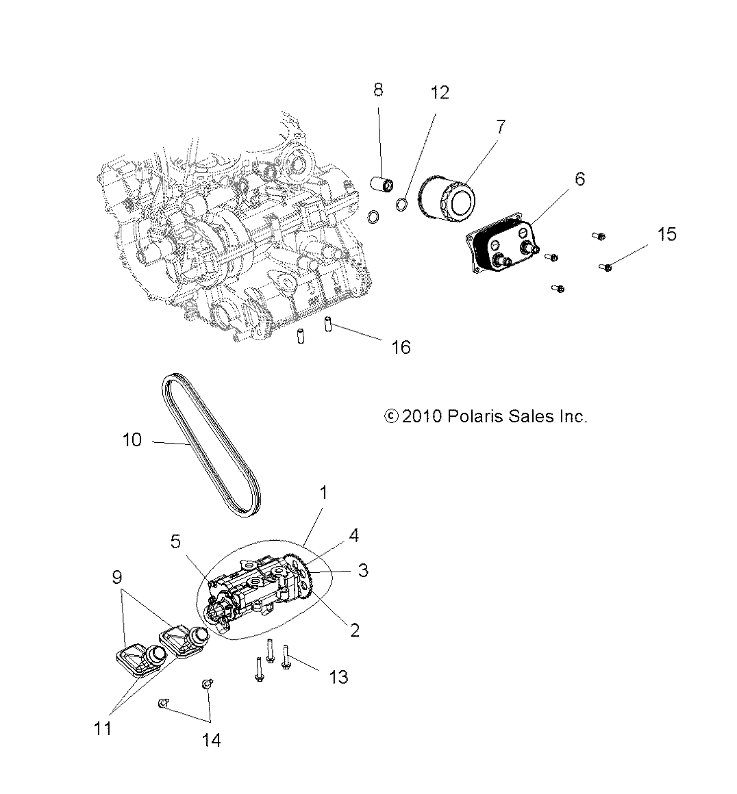MOTEUR POMPE A HUILE ET REFROIDISSEUR DHUILE POUR RZR XP 900 2011