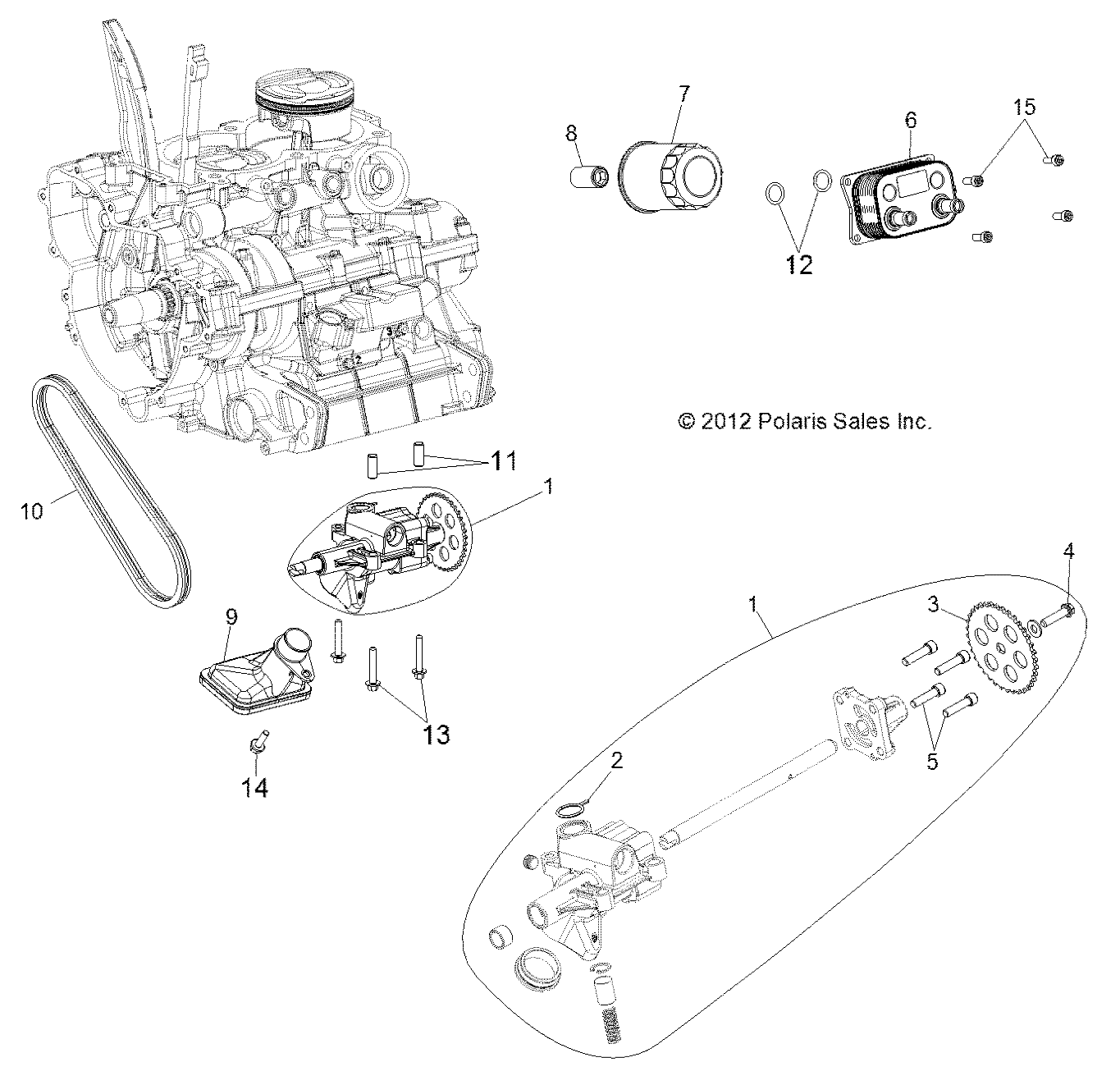 MOTEUR POMPE A HUILE ET REFROIDISSEUR DHUILE POUR RZR 4 XP 900 PS INTL 2013