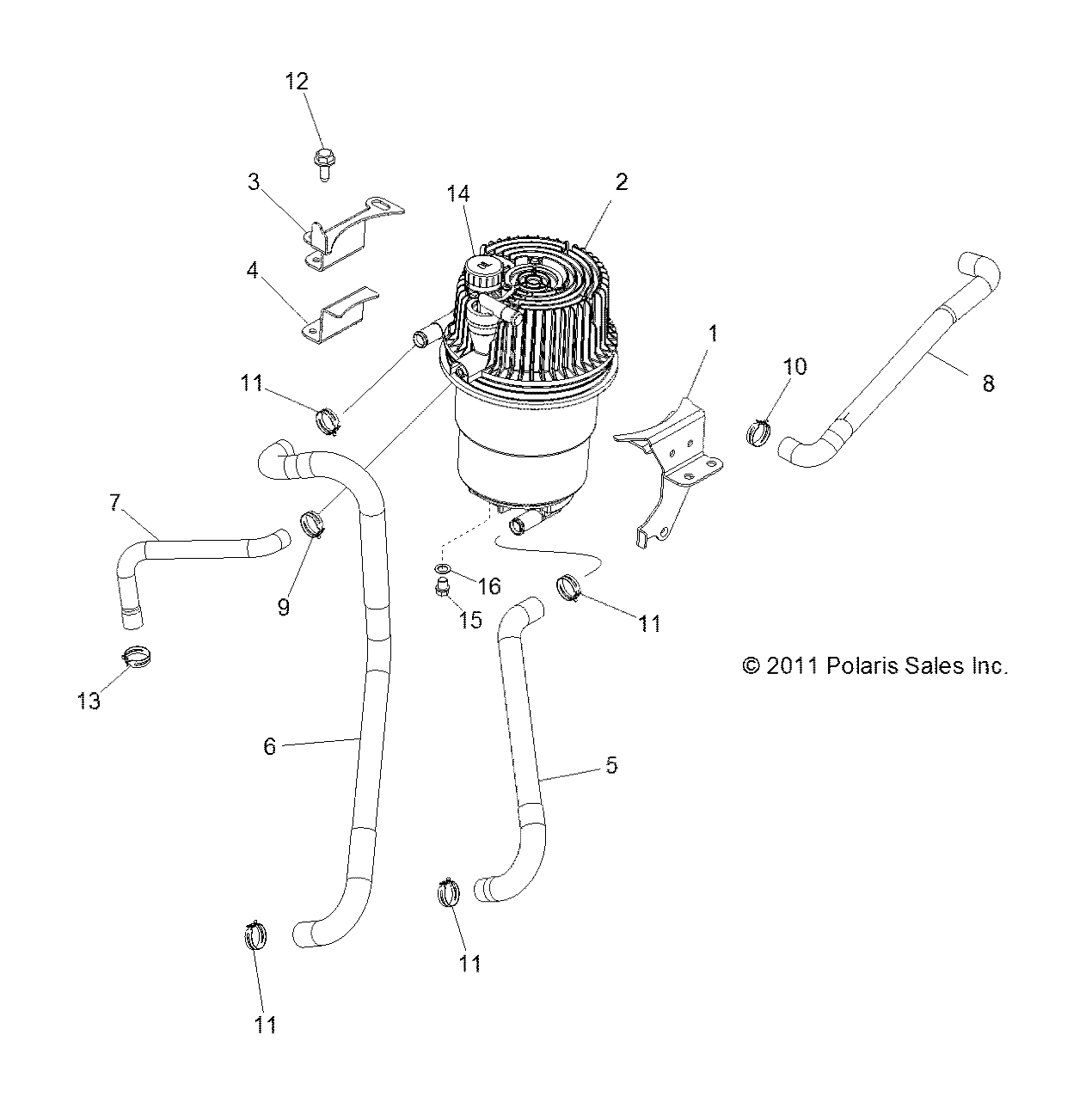 MOTEUR RESERVOIR DE LUBRIFIANT ET CONDUITES POUR RZR 4 XP 900 2012