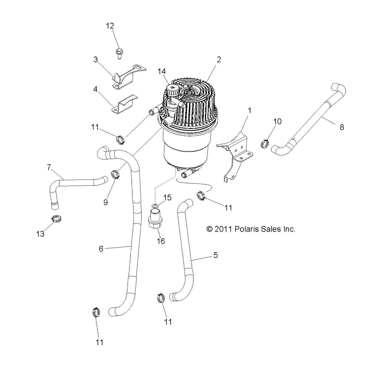 MOTEUR RESERVOIR DE LUBRIFIANT ET CONDUITES POUR RZR XP INTL 2012