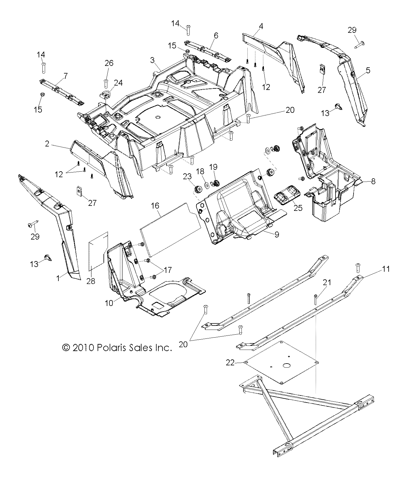 CARROSSERIE PORTE BAGAGE ARRIERE ET AILES POUR RZR S 800 EFI ISRAEL 2013