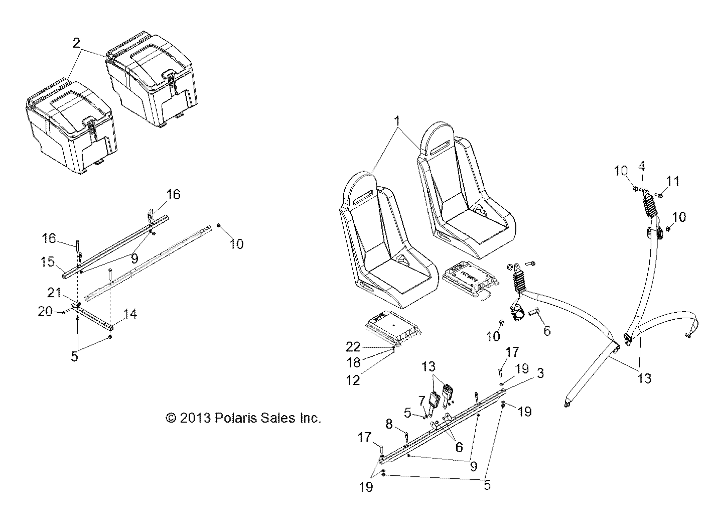 CARROSSERIE MONTAGE SIEGE ET CEINTURES POUR RZR 4 XP JAGGED X 2013