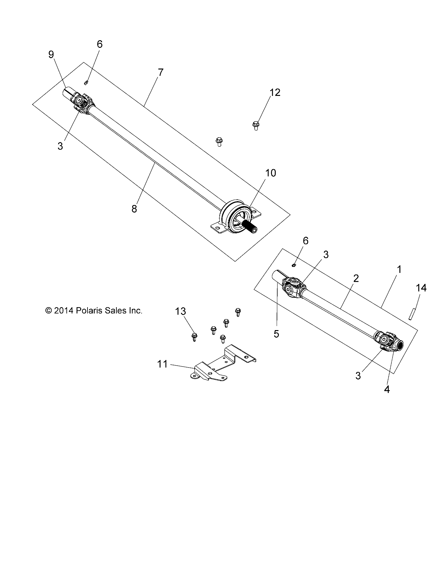 TRANSMISSION ARBRE PROPULSION AVANT POUR RZR 900 60 INCH EPS 2015