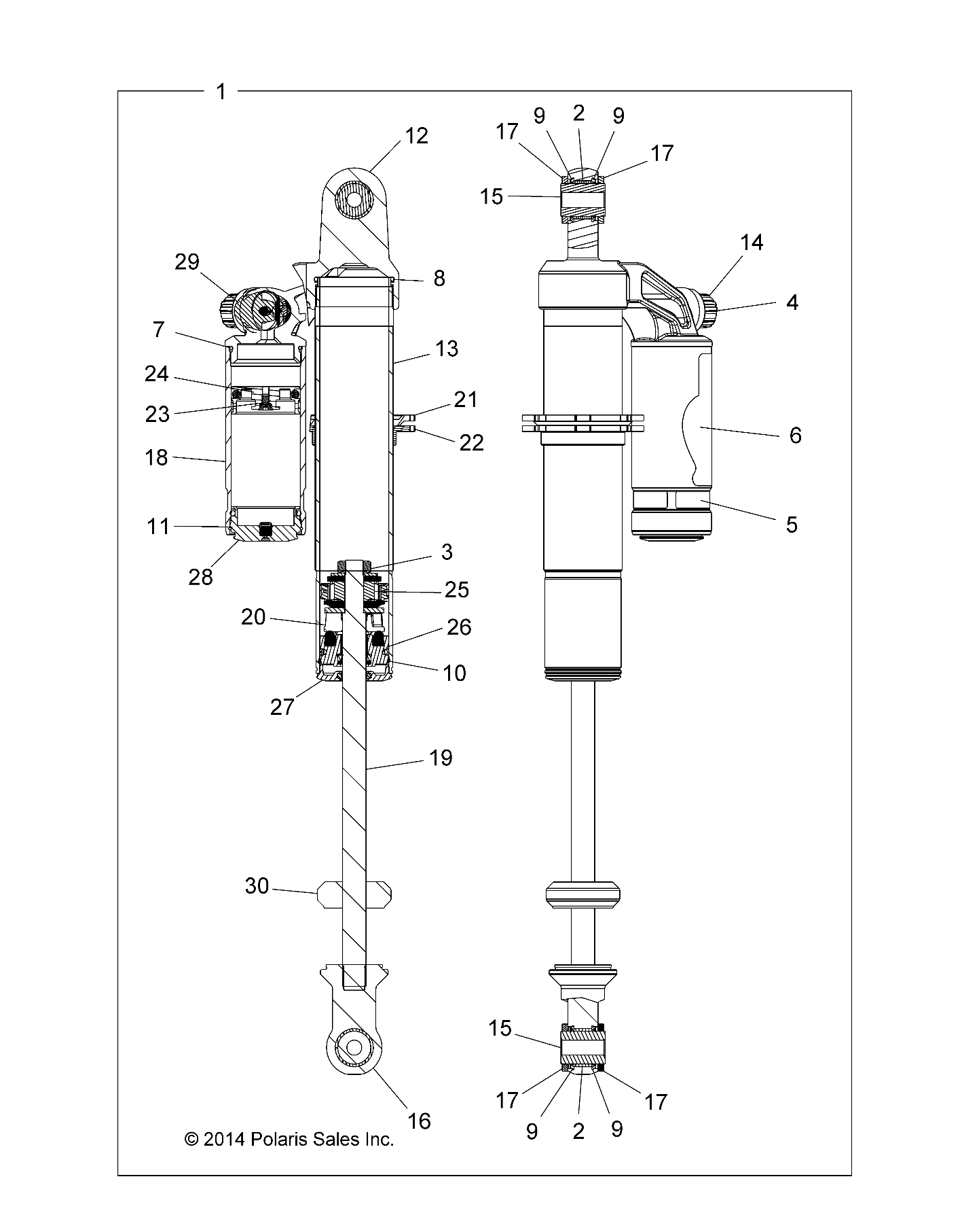 SUSPENSIONAMORTISSEUR ARRIERE POUR RZR 900 60 INCH ALL OPTIONS 2015