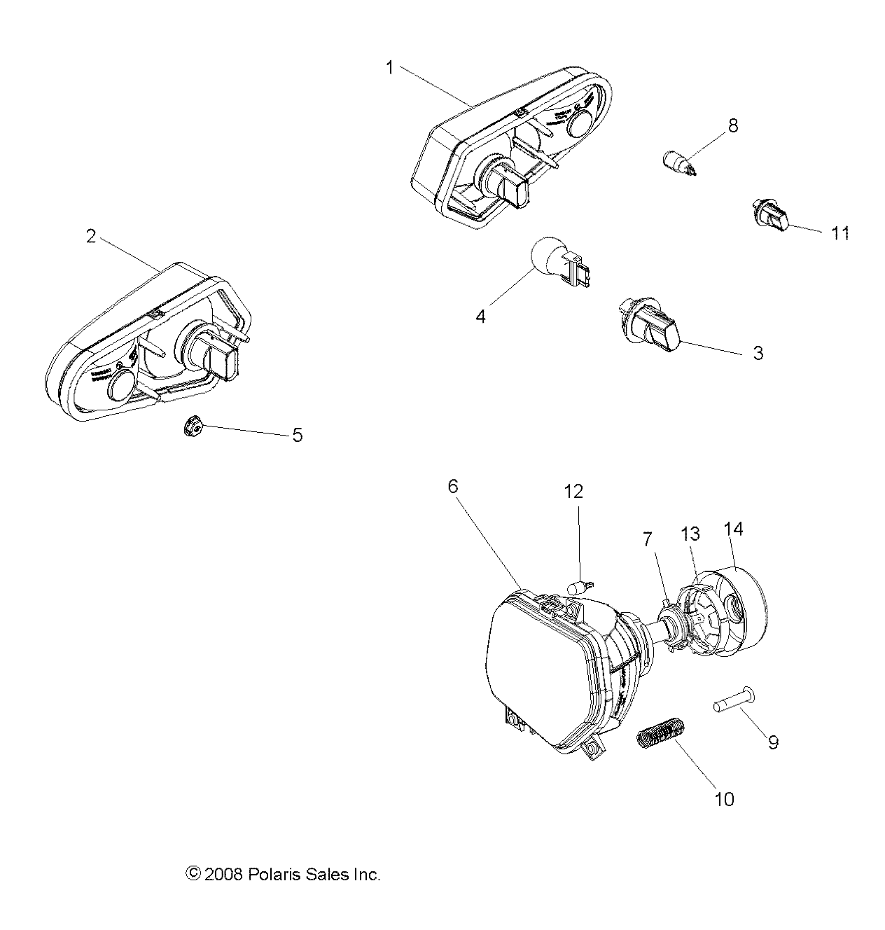 ELECTRIQUE PHARES FEUX ARRIERES ET AMPOULES POUR RZR S 800 EFI INTL 2009