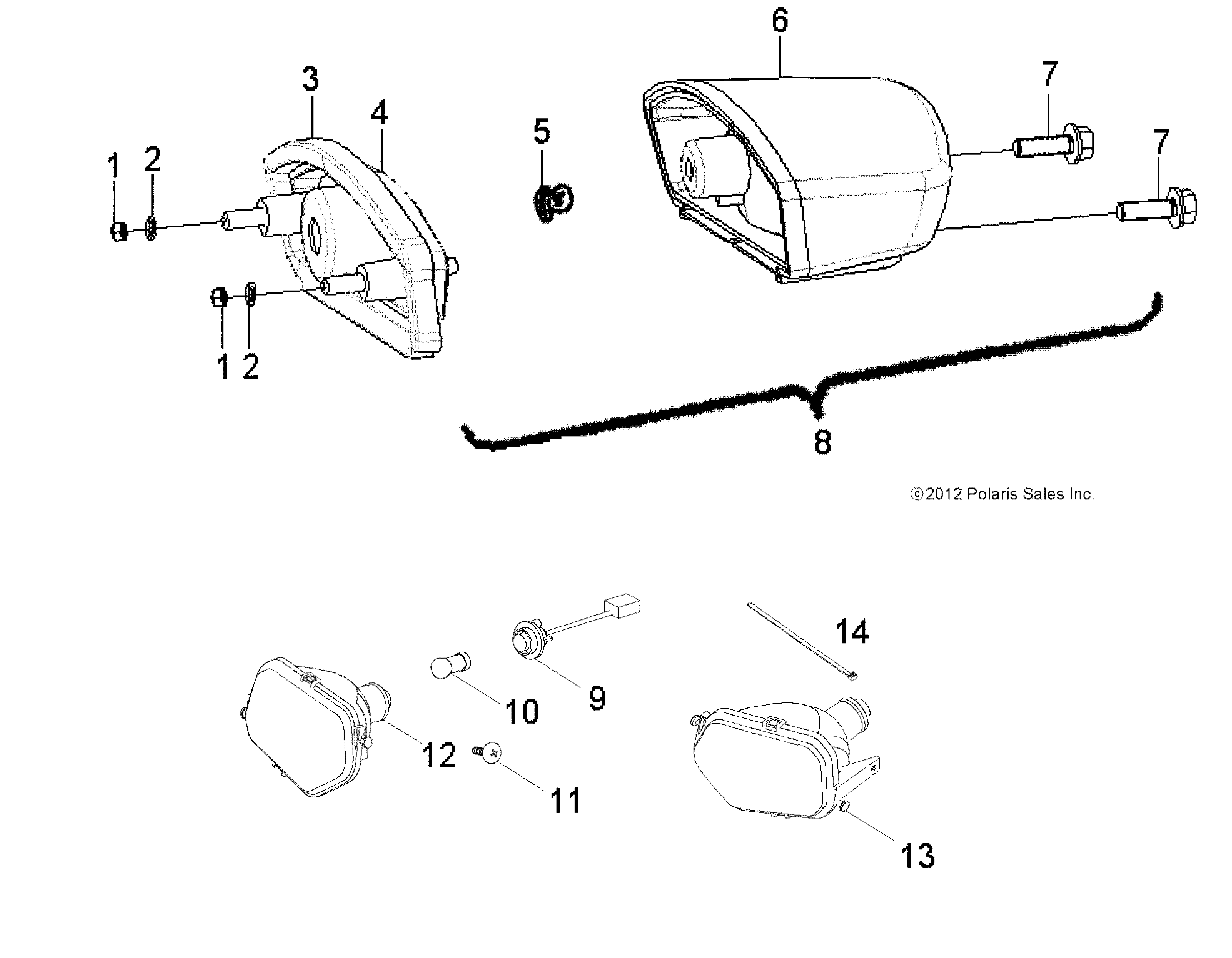 ELECTRIQUE LUMIERES AVANT ET ARRIERE POUR RZR 170 2013