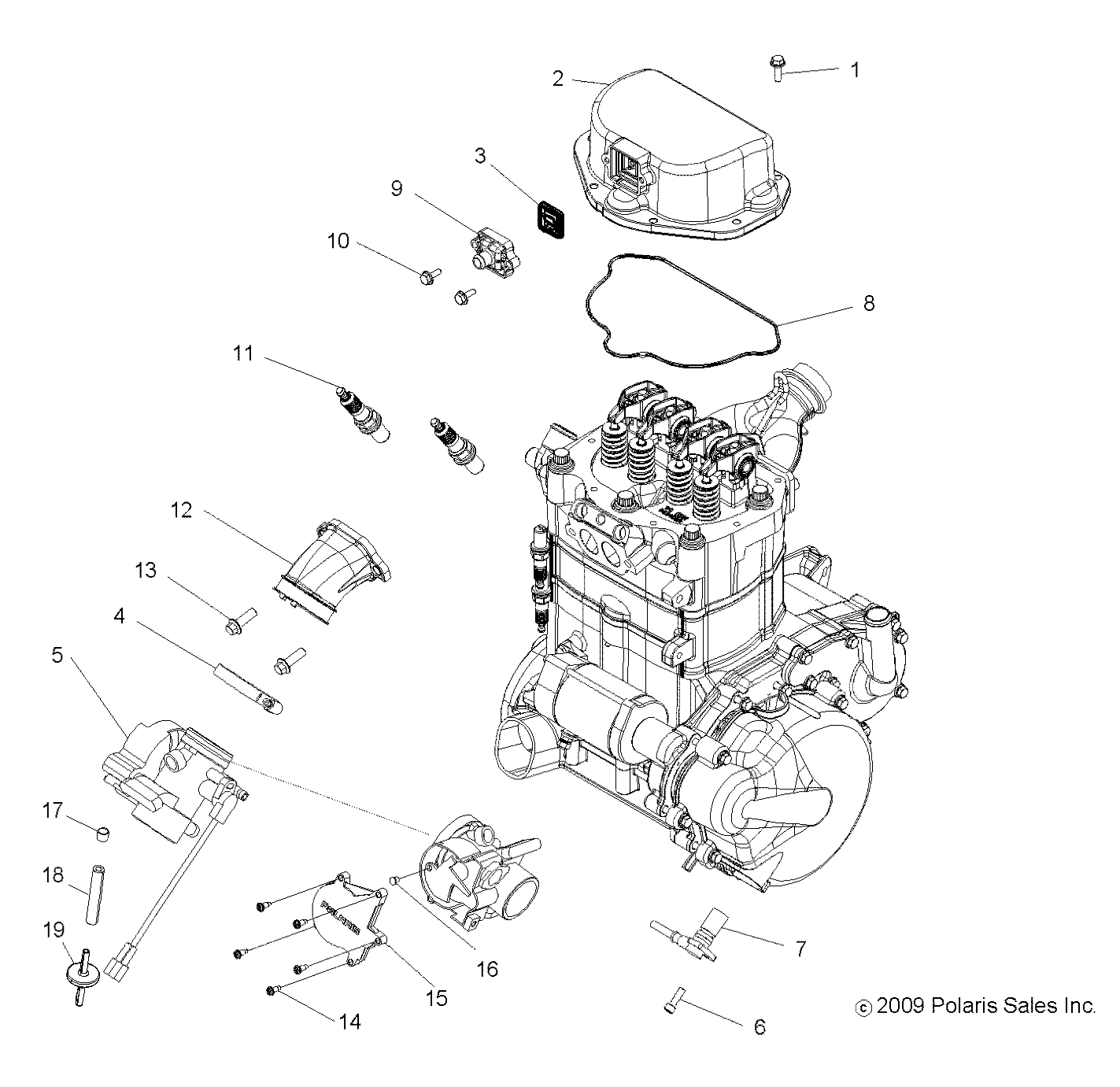 MOTEUR ACCELERATEUR ET COUVERCLE DE SOUPAPES POUR RZR S 800 EFI INTL 2009