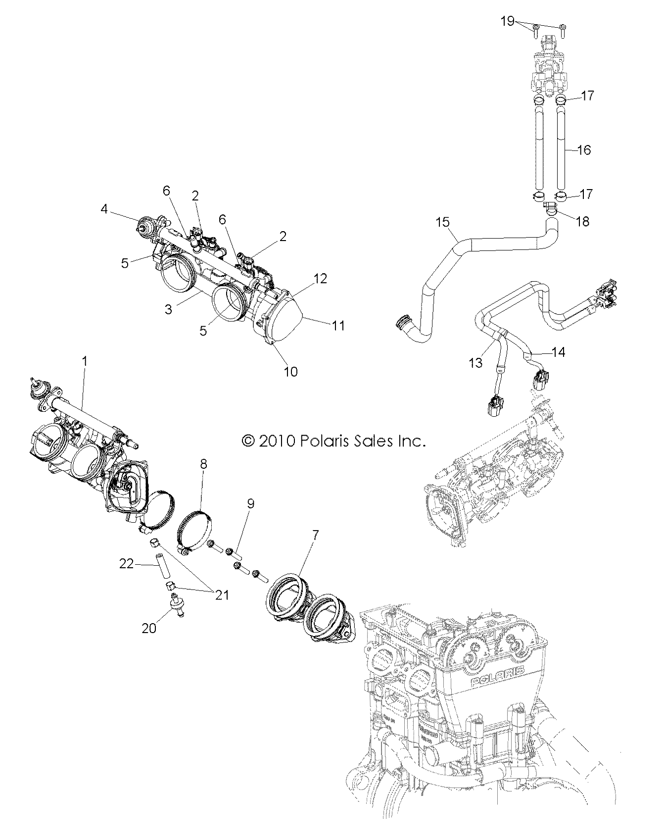 MOTEUR BOITIER PAPILLON ET INJECTEUR POUR RZR XP 900 EPS INTL 2013