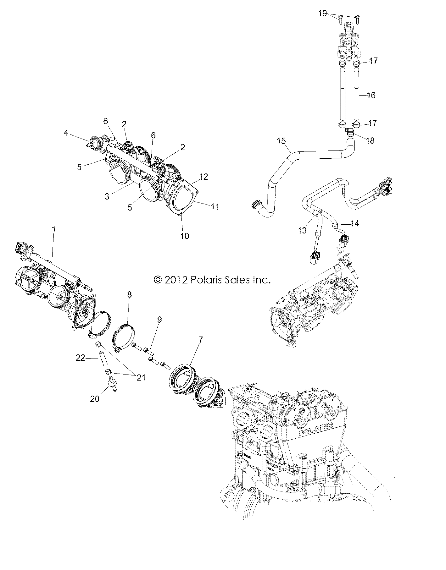 MOTEUR BOITIER PAPILLON ET INJECTEUR POUR RZR 4 900 2014
