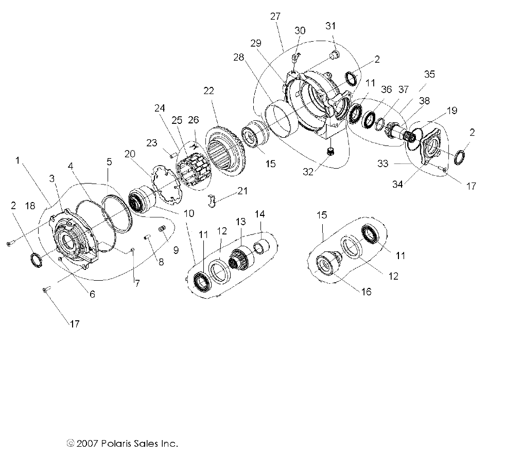TRANSMISSION COMPOSANTS INTERIEUR BOITE DE VITESSE AVANT POUR RZR S 800 EFI INTL 2009