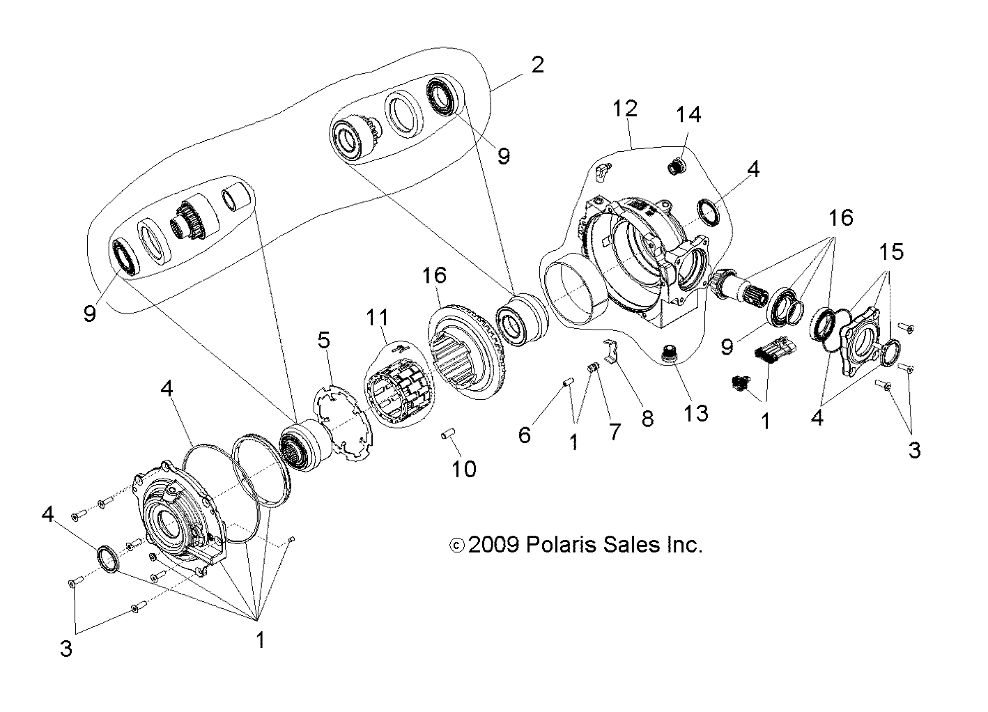 TRANSMISSION INTERIEUR BOITE DE VITESSE AVANT BUILT 30410 AND BEFORE POUR RZR 4 800 EFI 2010