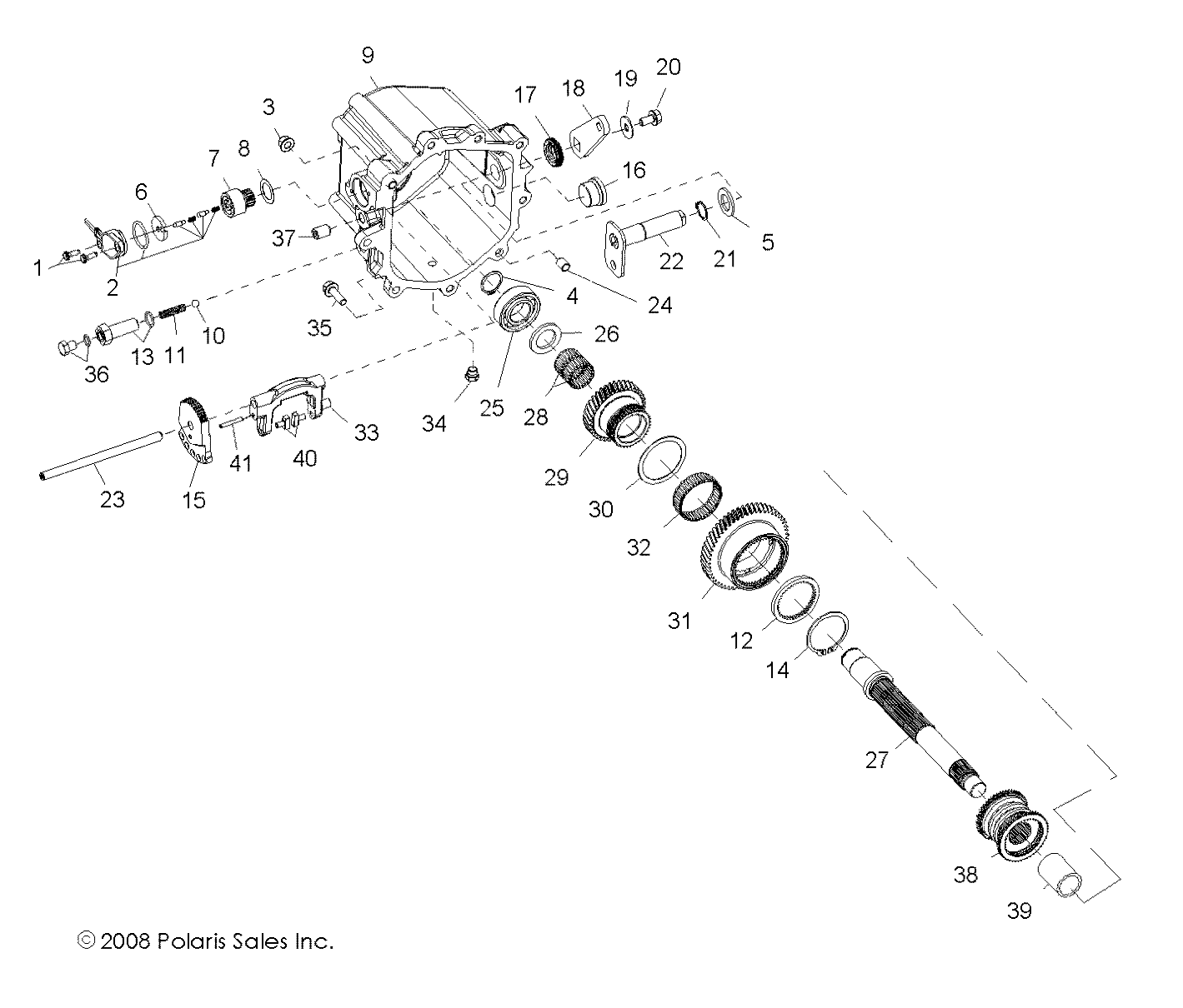 TRANSMISSION COMPOSANTS INTERNES BOITE DE VITESSE PRINCIPALE 2 POUR RZR S 800 EFI INTL 2009