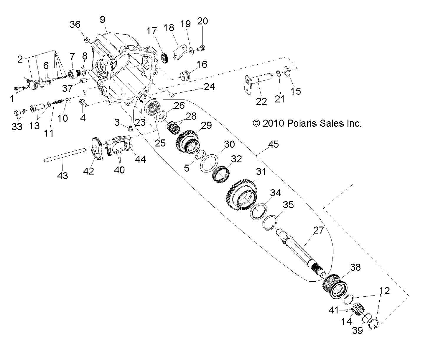 TRANSMISSION INTERIEUR BOITE DE VITESSE PRINCIPALE 2 BUILT 51710 AND AFTER POUR RZR 4 800 EFI 2010