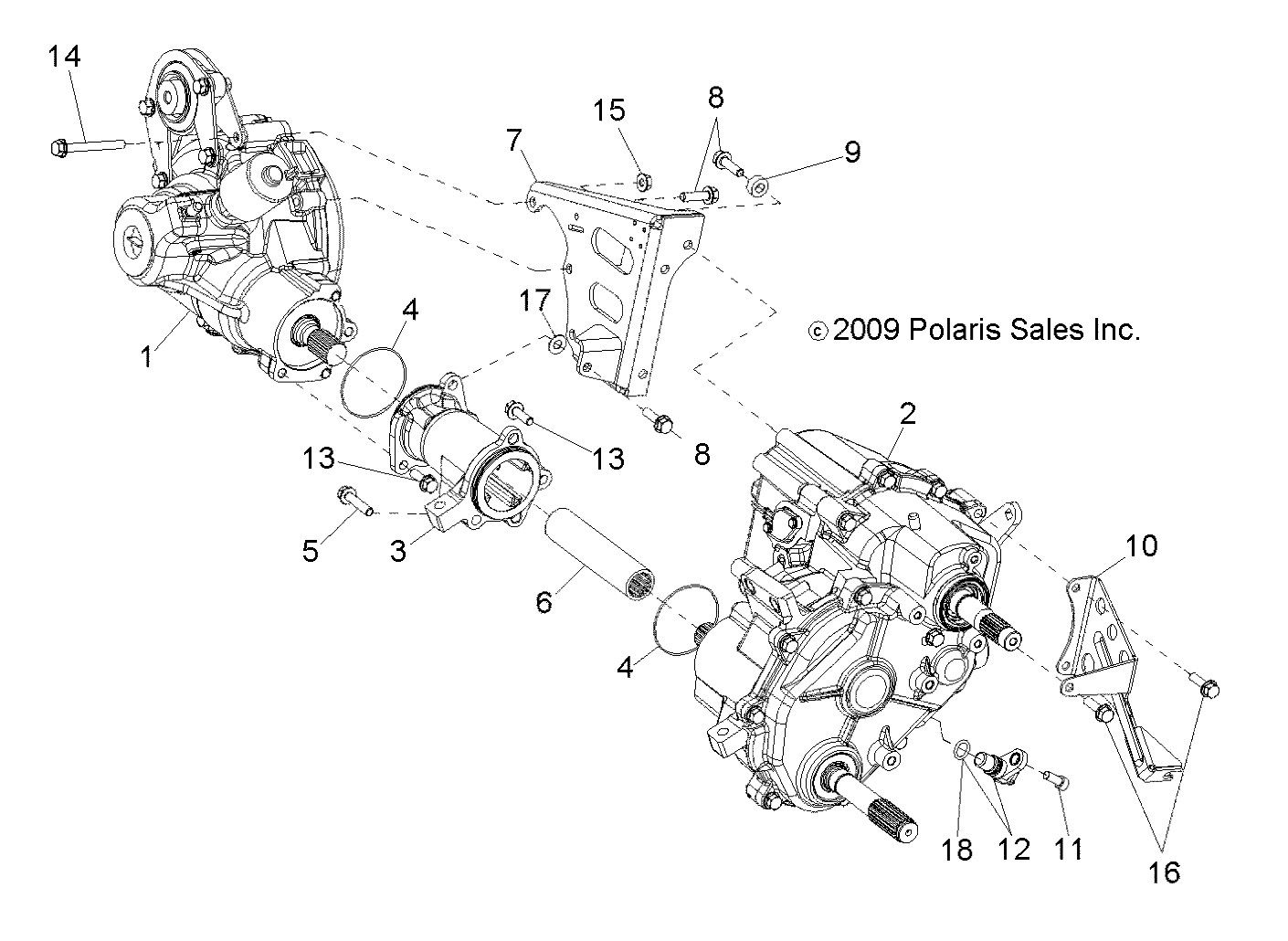 TRANSMISSION BOITE DE VITESSE MONTAGE DIFFERENTIEL BUILT 51610 AND BEFORE POUR RZR S 800 EFI INTL 2010
