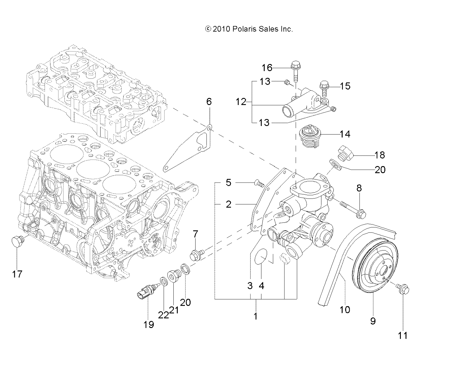 MOTEUR SYSTEME DE REFROIDISSEMENT PAR EAU POUR RANGER 4X4 900 DIESEL CREW 2012