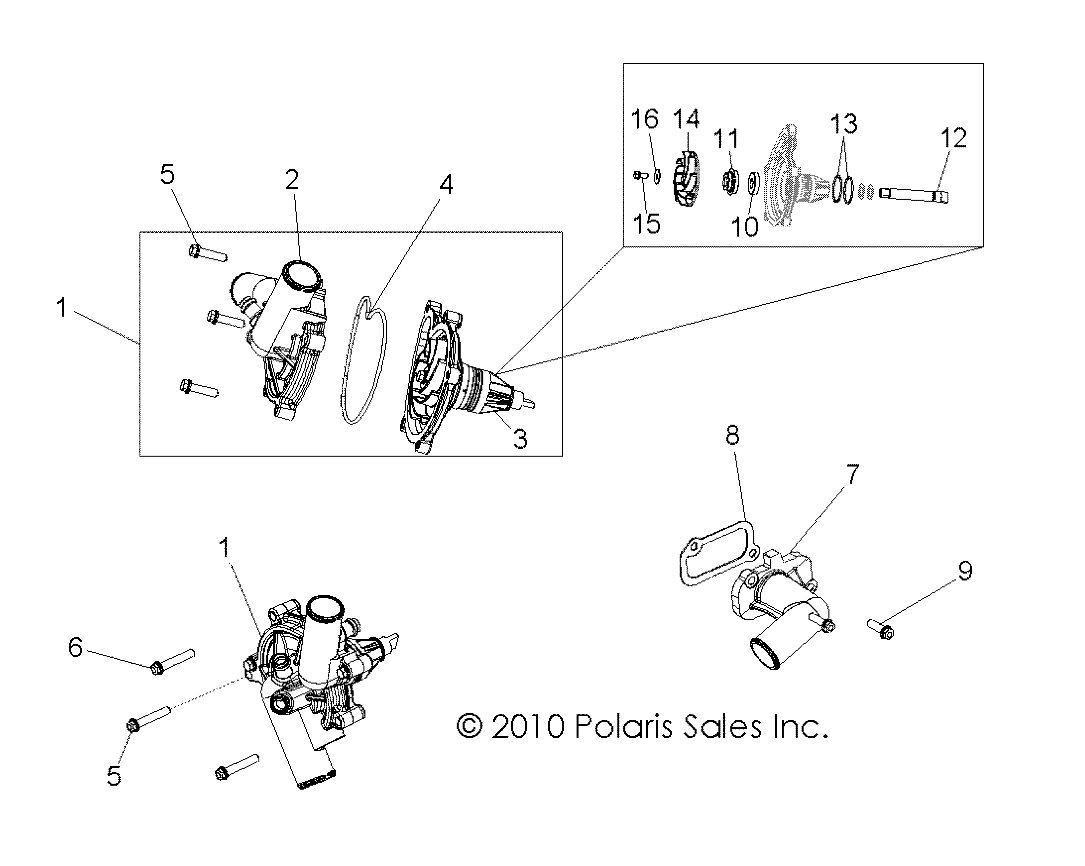MOTEUR REFROIDISSEMENT POMPE A EAU POUR RZR 900 INTL 2014