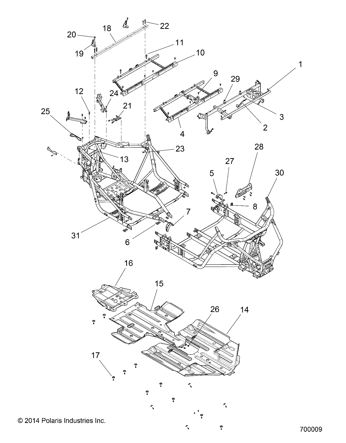 CHASSIS CADRE PRINCIPAL ET PROTECTIONS POUR RZR 4 900 2016
