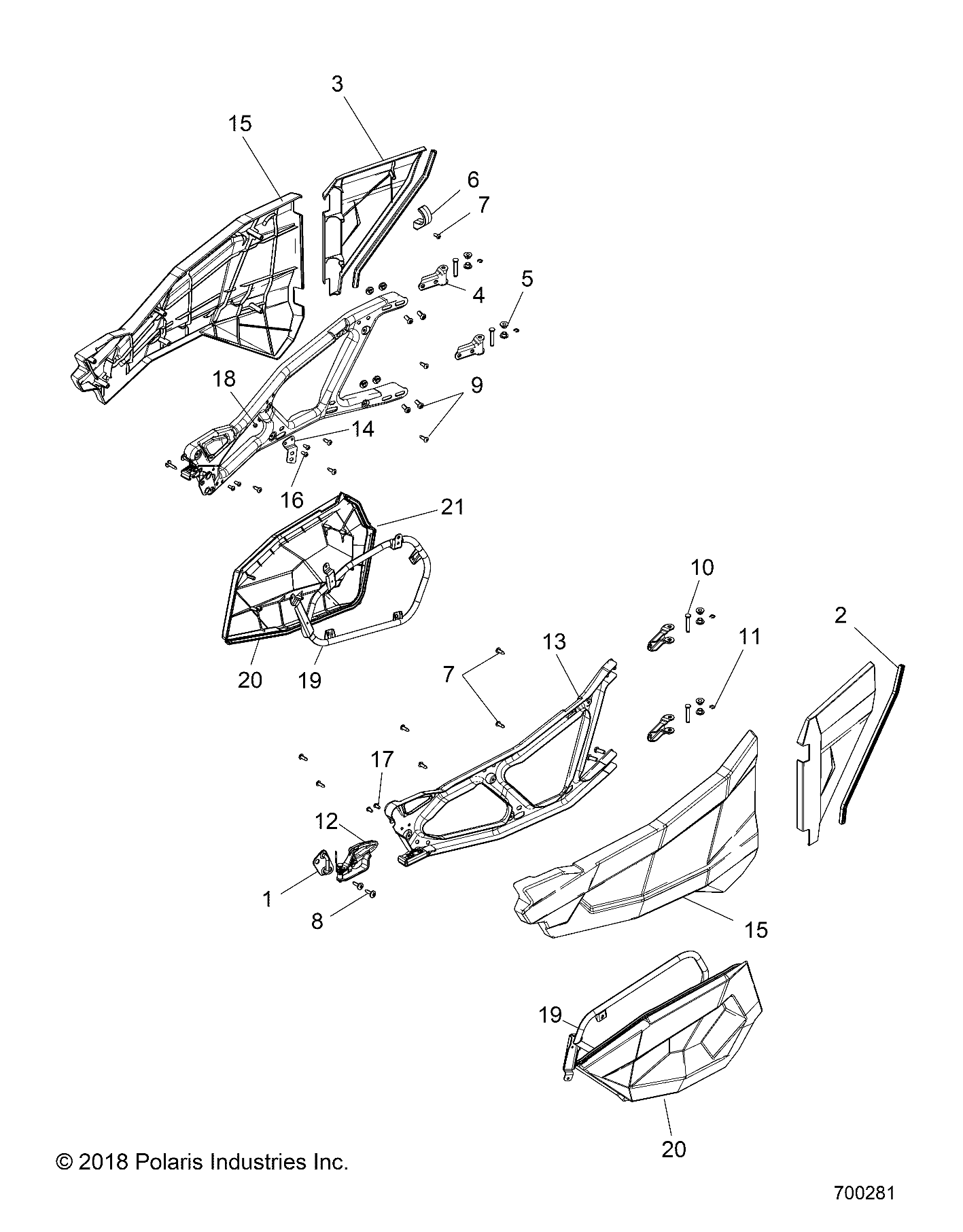 CARROSSERIE PORTIERES POUR RZR XP 1000 HIGH LIFTER 2021