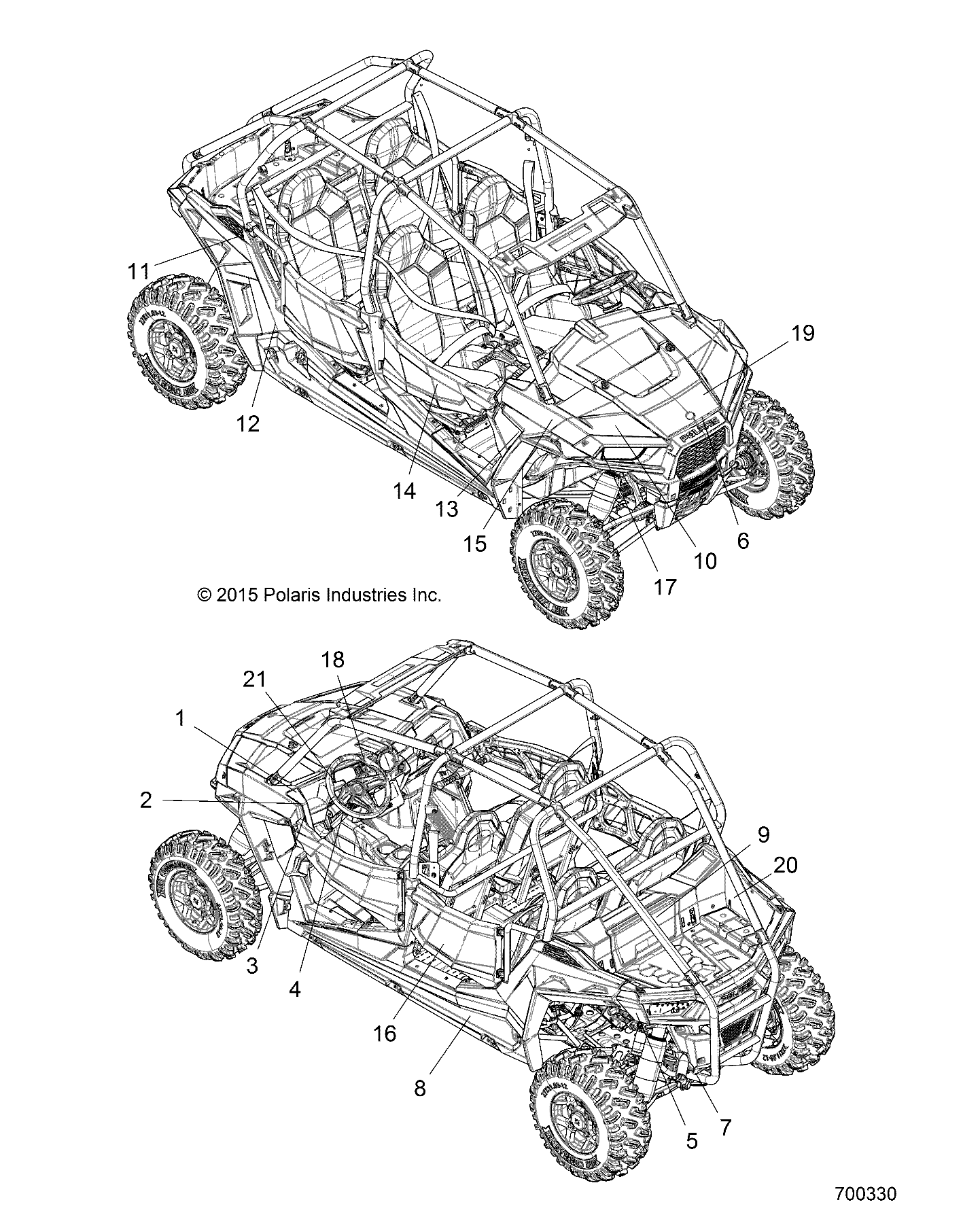 CARROSSERIE AUTOCOLLANTS POUR RZR 4 900 2016