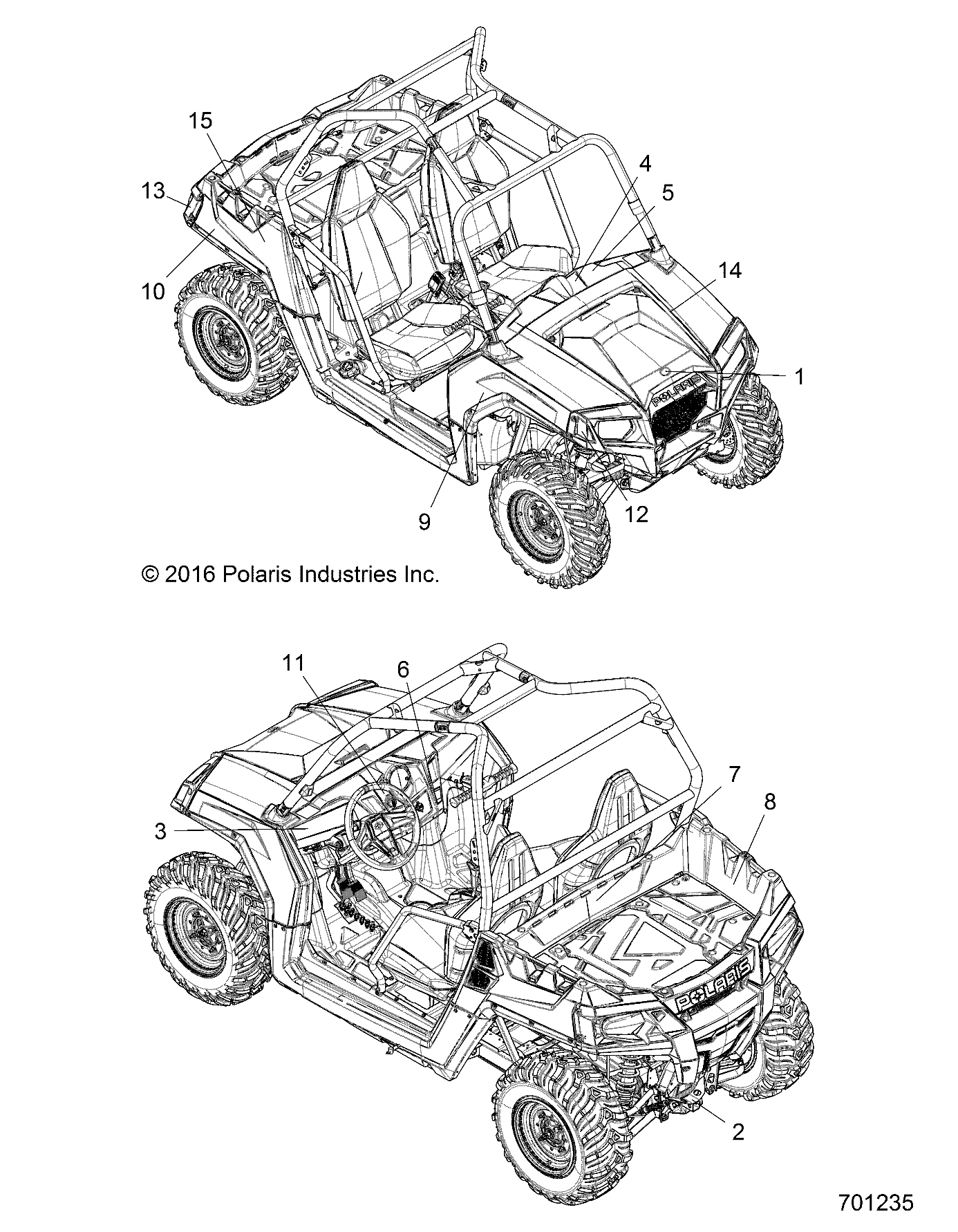 CARROSSERIE AUTOCOLLANTS POUR RZR 570 2017