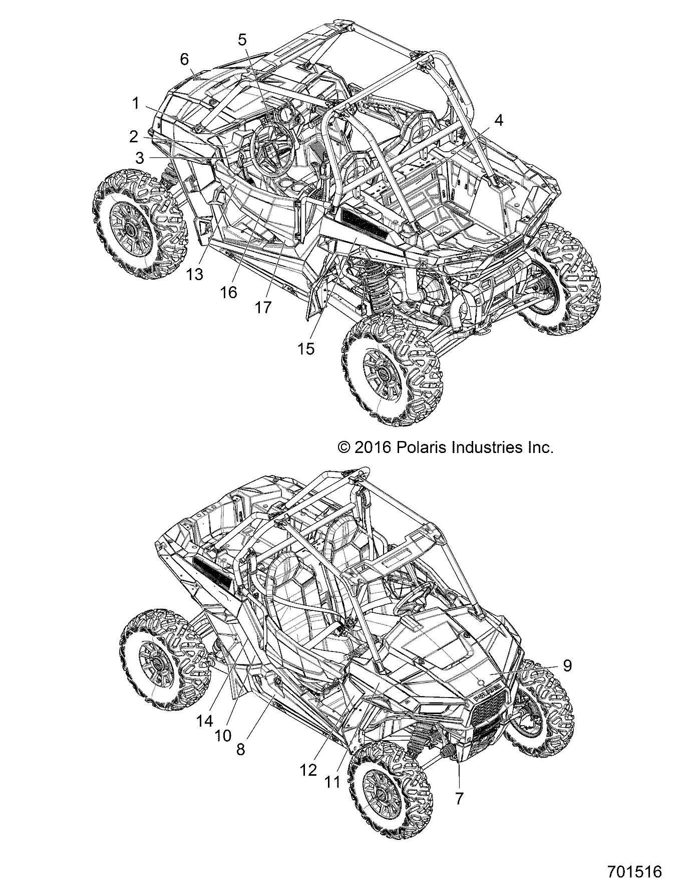 CARROSSERIE AUTOCOLLANTS POUR RZR XP 1000 TRACTOREUZUG 2017