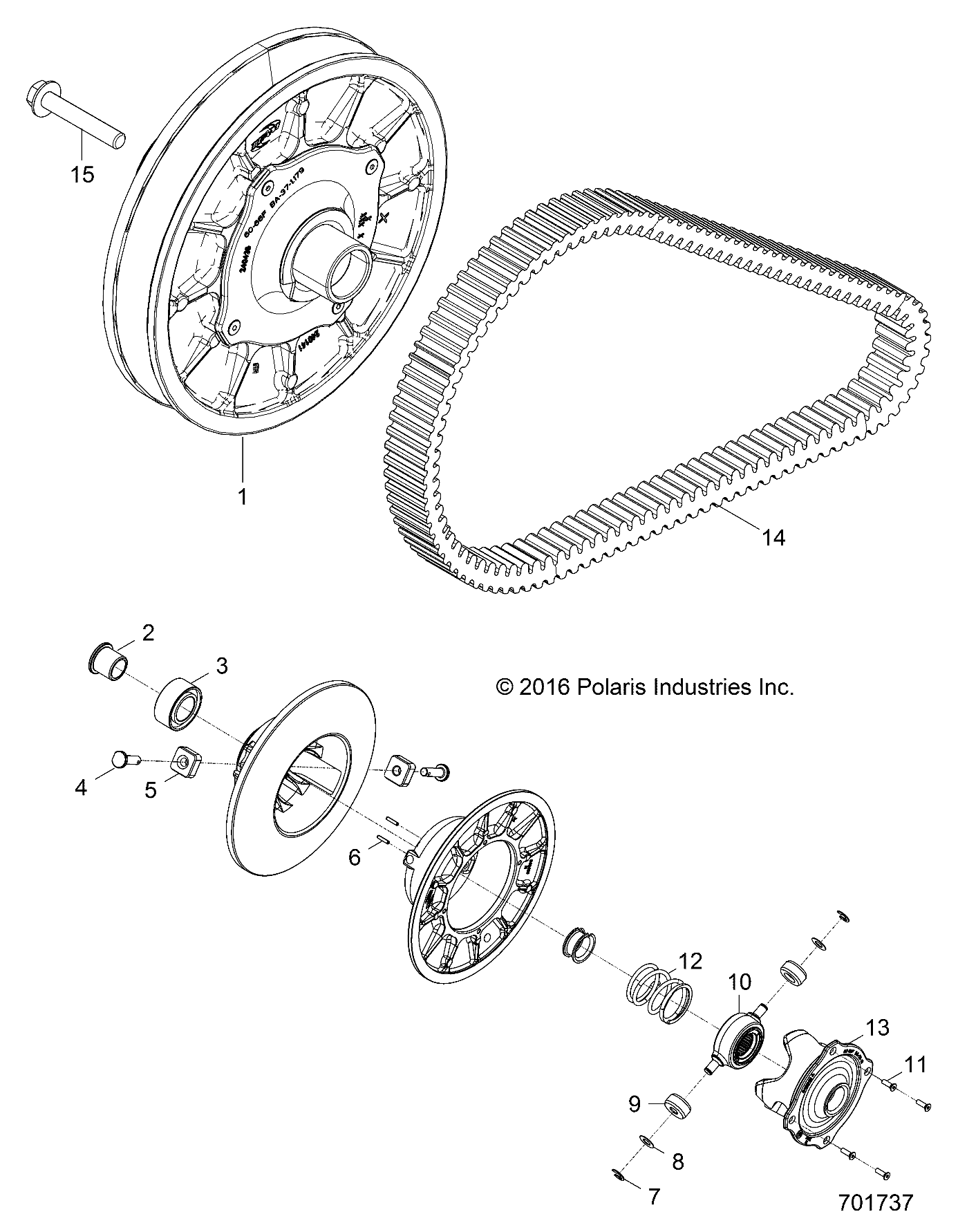 TRANSMISSION EMBRAYAGE SECONDAIRE POUR RZR TRAIL S 1000 EPS R02 2023