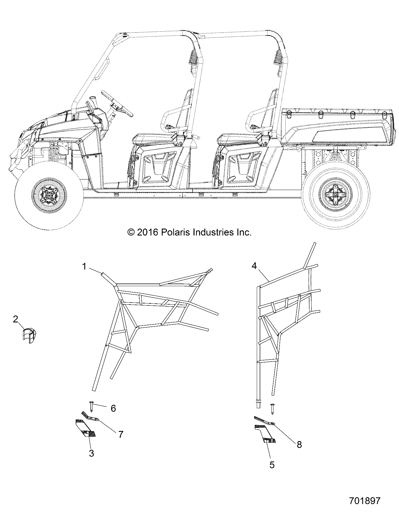 CARROSSERIE FILETS LATERAUX POUR RANGER CREW 570 FULLSIZE 2018