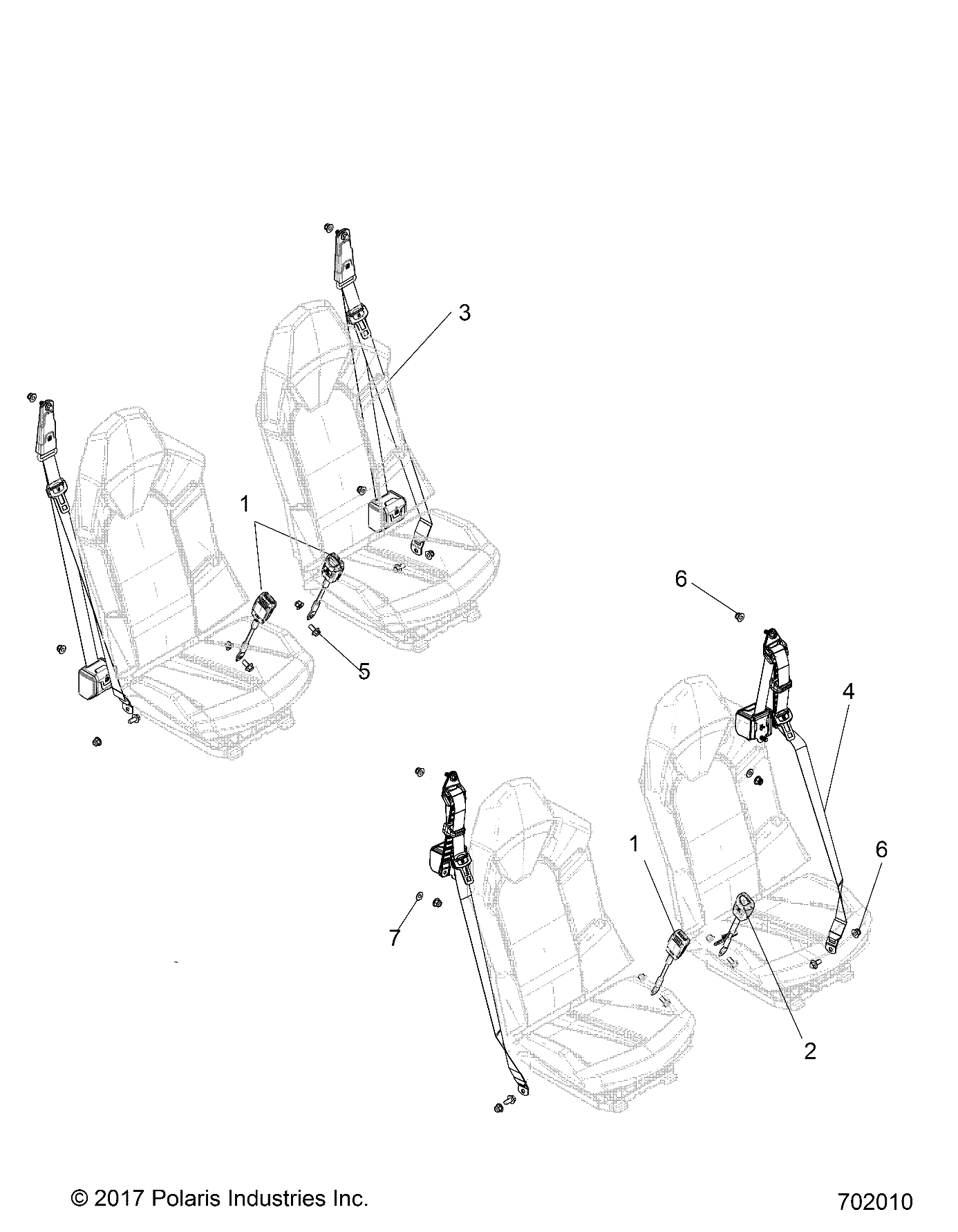 CARROSSERIE MONTAGE CEINTURE DE SECURITE POUR GENERAL 1000 4 EPS RC 2019