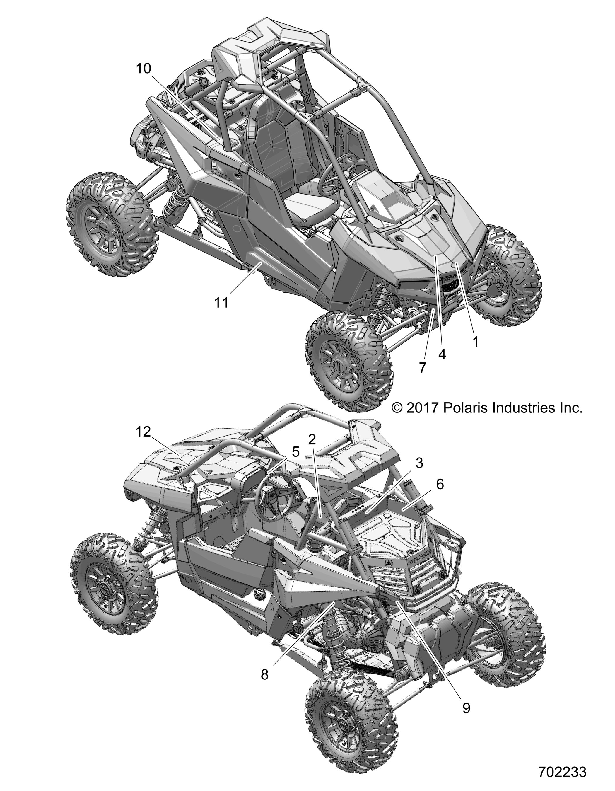 CARROSSERIE AUTOCOLLANTS POUR RZR RS1 2018