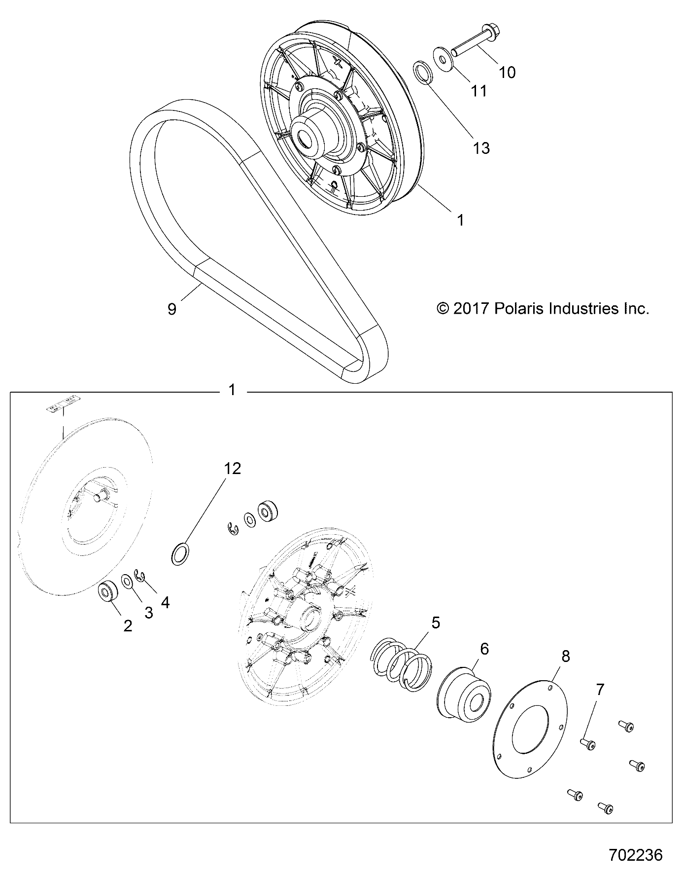 TRANSMISSION EMBRAYAGE SECONDAIRE POUR RANGER CREW XP900 6P SP 2018