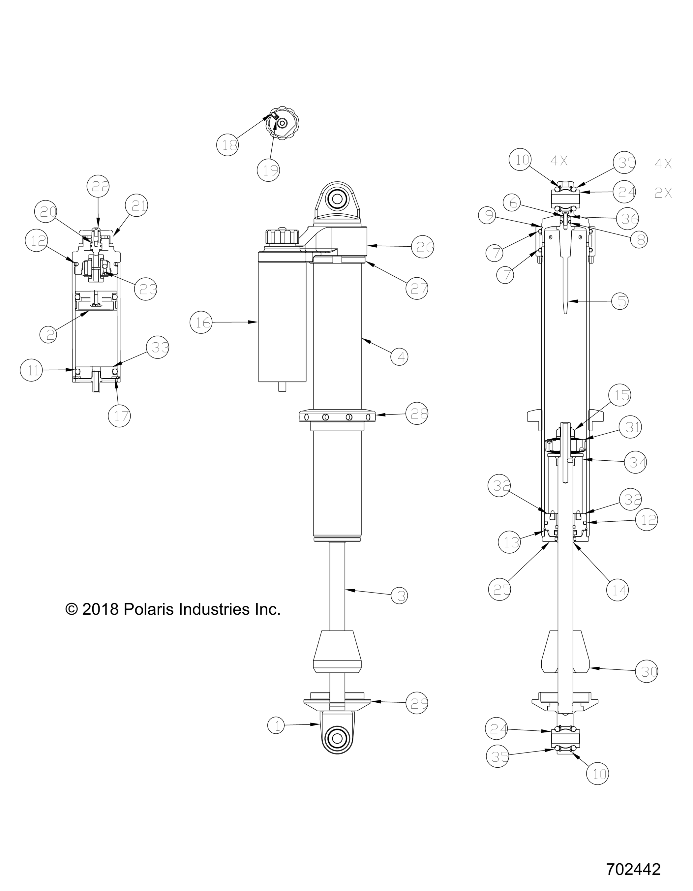 SUSPENSION FRONT SHOCK INTERNALS POUR RZR TRAIL S 1000 EPS 3PC INTL R01 2023