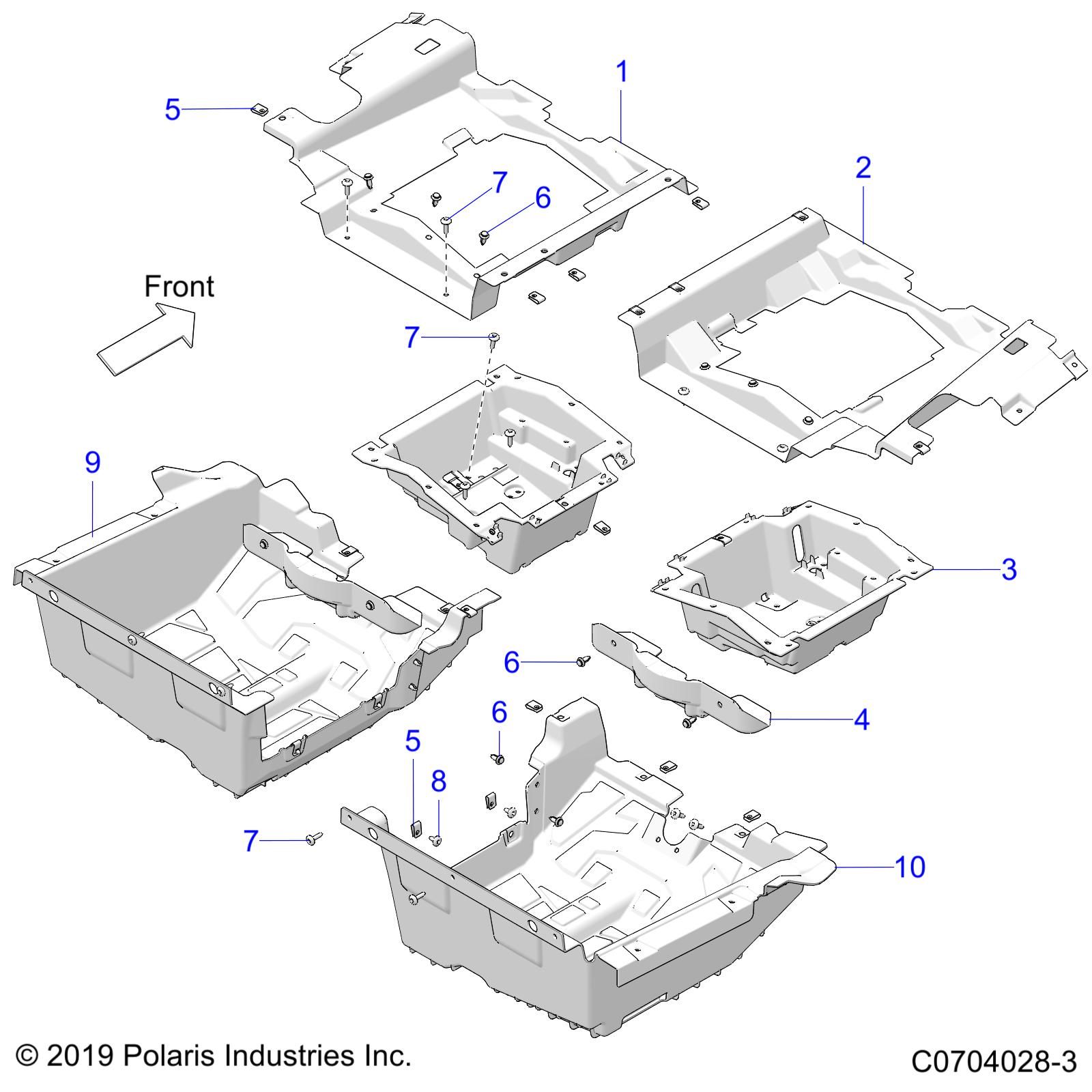 BODY FLOOR PANELS REAR POUR RZR 74 T MP RCR R01 2023