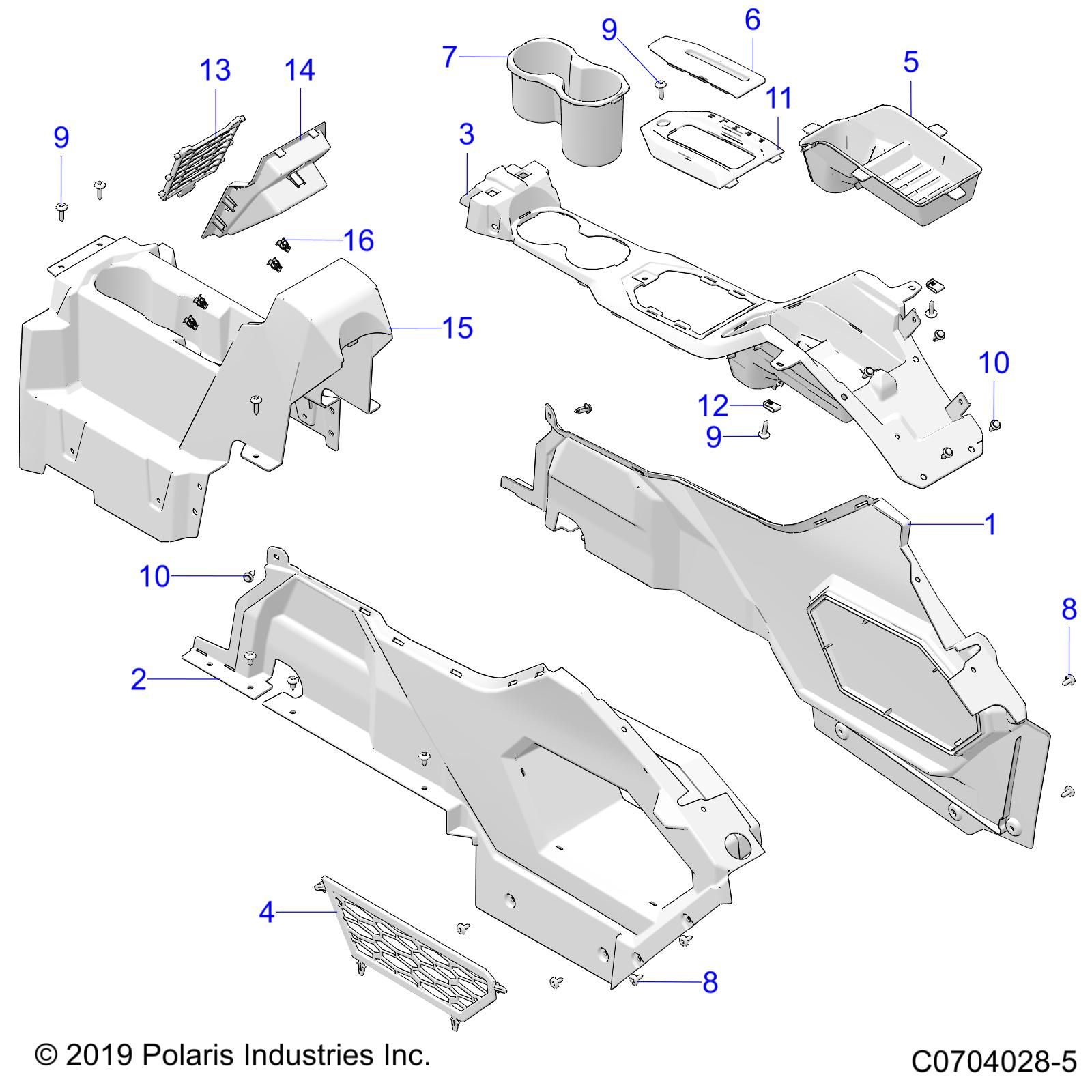 CARROSSERIE CONSOLE CENTRALE POUR RZR 74 T MP RCR R01 2023