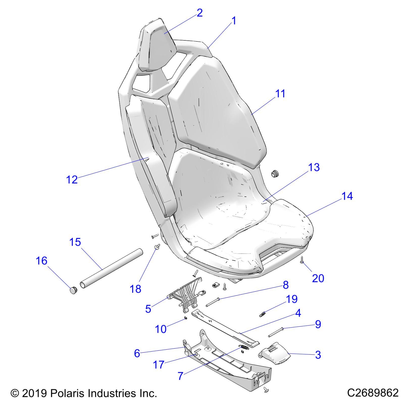 BODY SEAT ASM FRONT POUR RZR 74 T MP RCR R01 2023