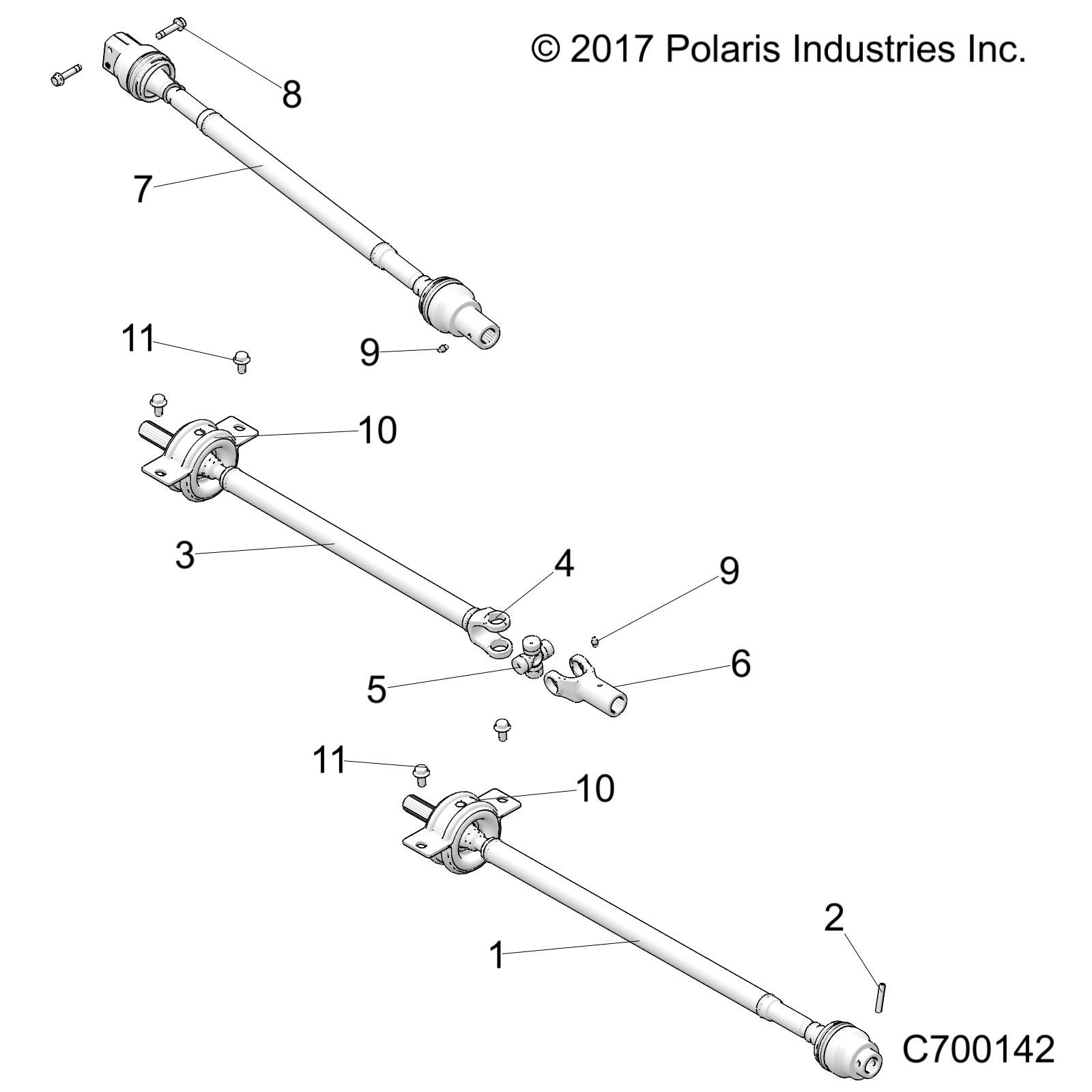 TRANSMISSION ARBRE DE SUPPORT AVANT MILIEU ET ARRIEGRAVERE POUR RANGER CREW XP 1000 49S FACTORY CHOICE 2019