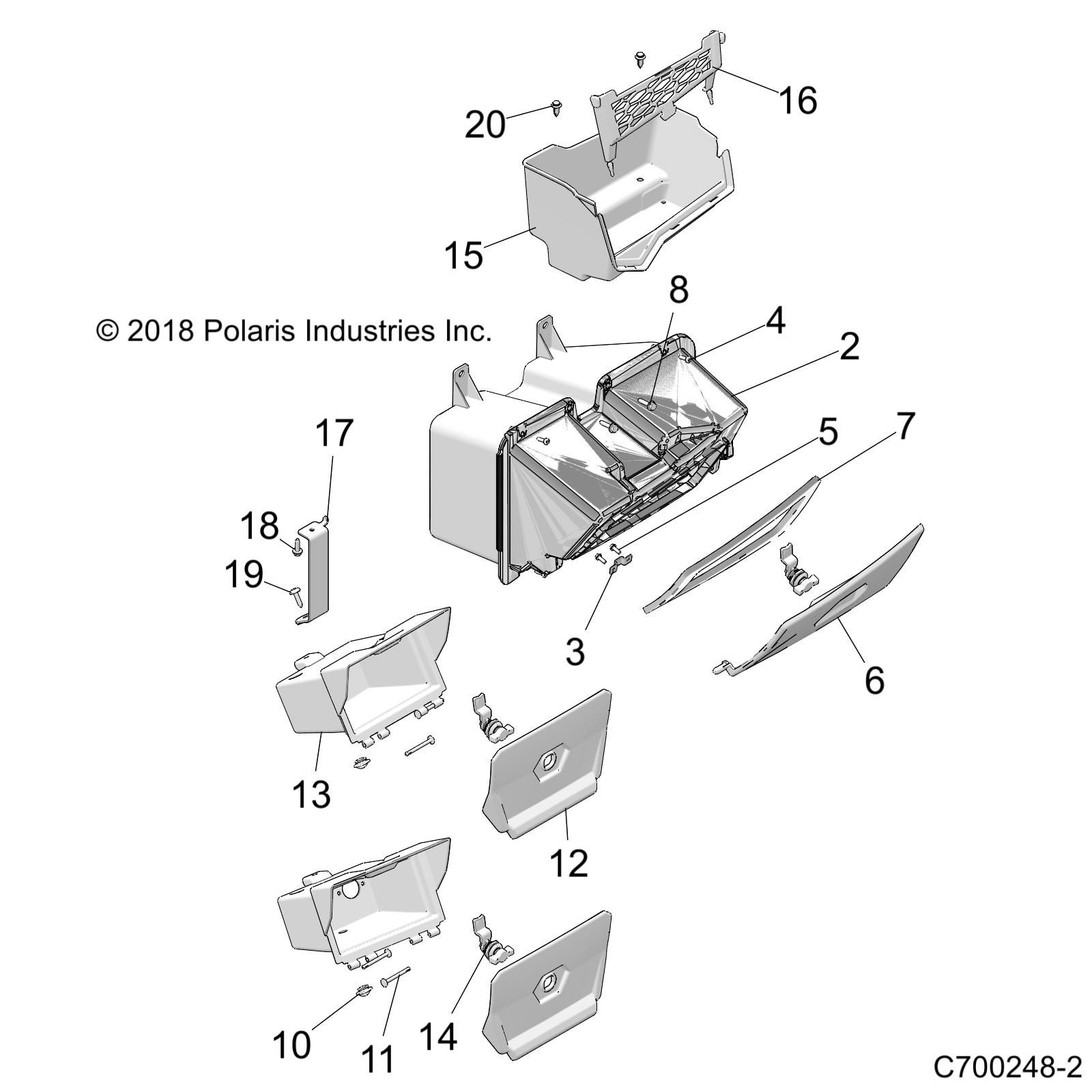 CARROSSERIE RANGEMENT TABLEAU DE BORDS POUR RZR XP 4 1000 2020