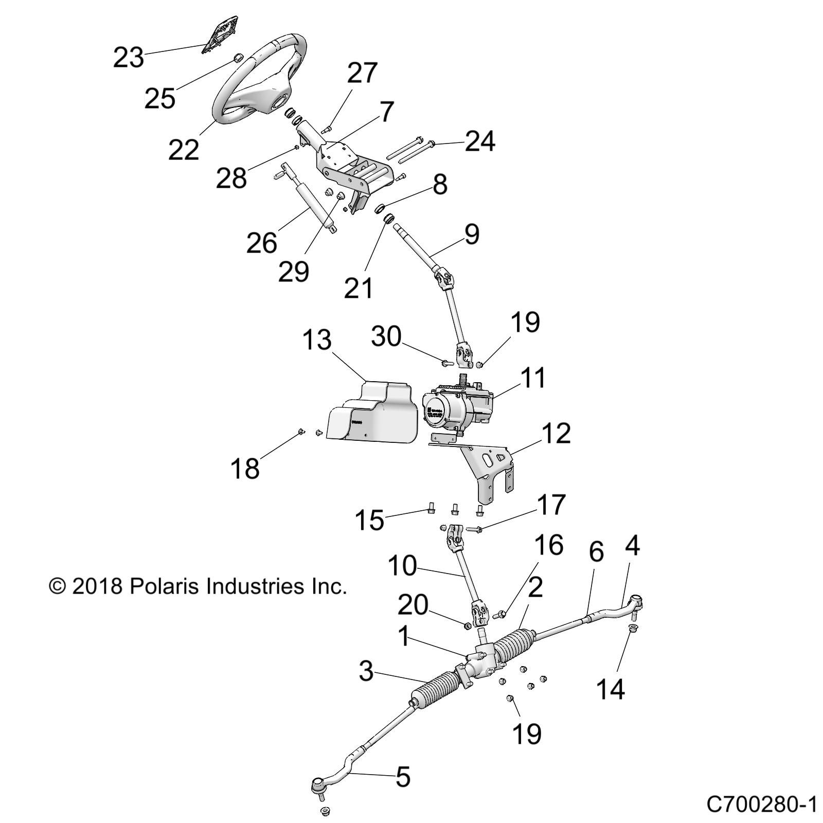 DIRECTION POWER DIRECTION ASM POUR RZR XP 1000 EPS 3PC INTL R01 2023