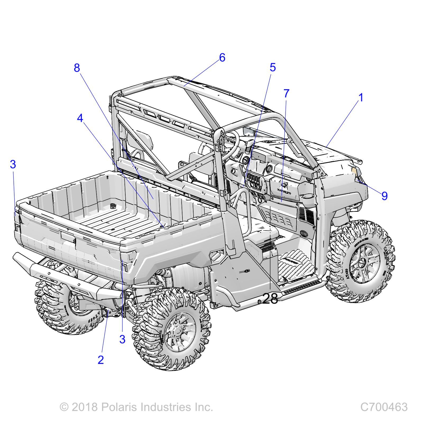 CARROSSERIE AUTOCOLLANTS COMMUN POUR RANGER XP 1000 NSTR FACTORY CHOICE 2019