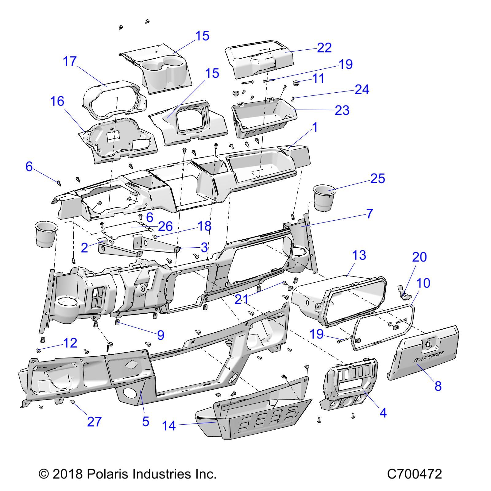 CARROSSERIE TABLEAU DE BORDS STANDARD POUR RANGER 1000 FACTORY CHOICE 2019