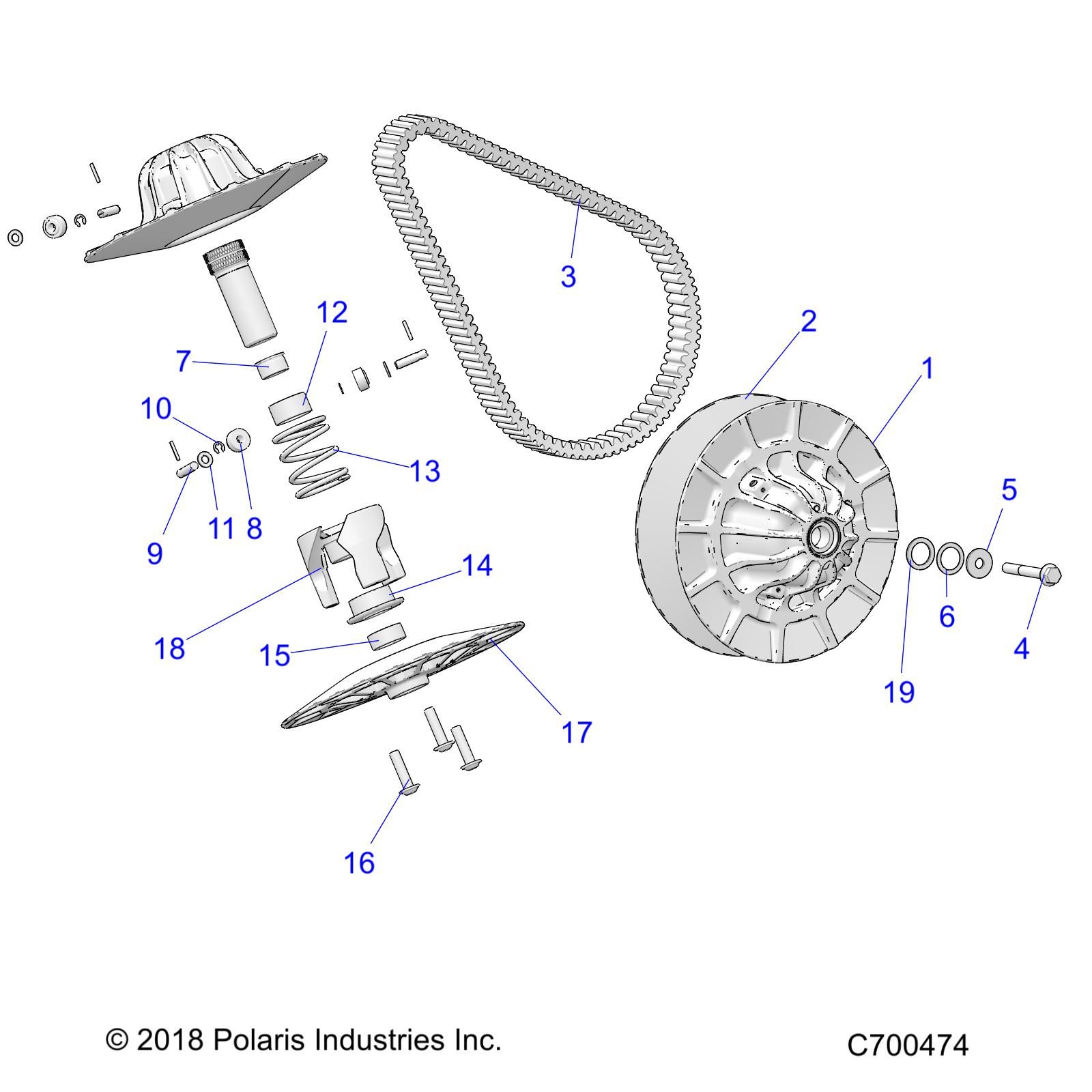 TRANSMISSION EMBRAYAGE SECONDAIRE POUR RANGER CREW XP 1000 49S FACTORY CHOICE 2019