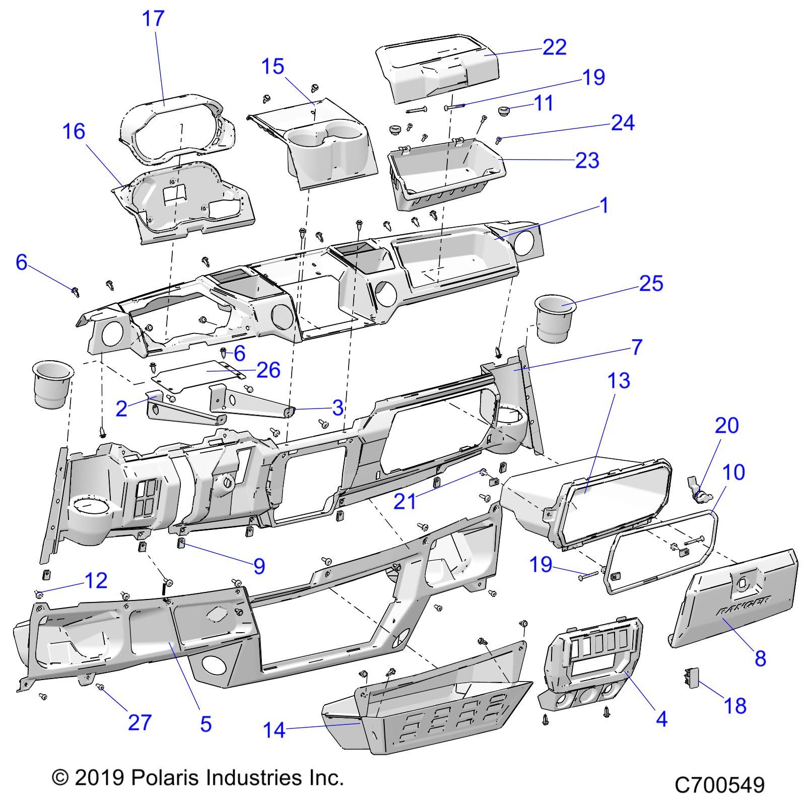 CARROSSERIE TABLEAU DE BORDS STANDARD POUR RANGER XP 1000 NSTR FACTORY CHOICE 2019